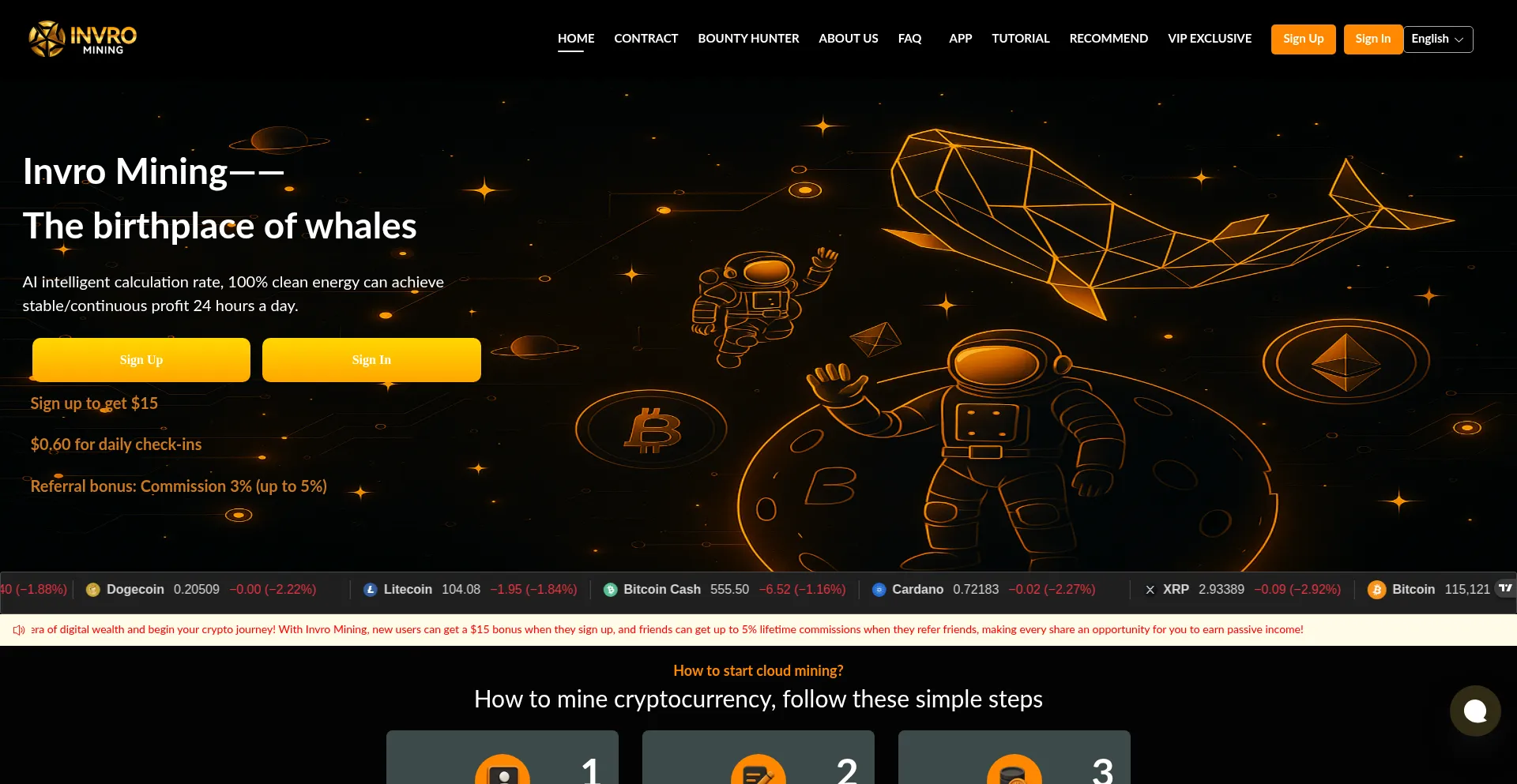Website screenshot of Invromining.com