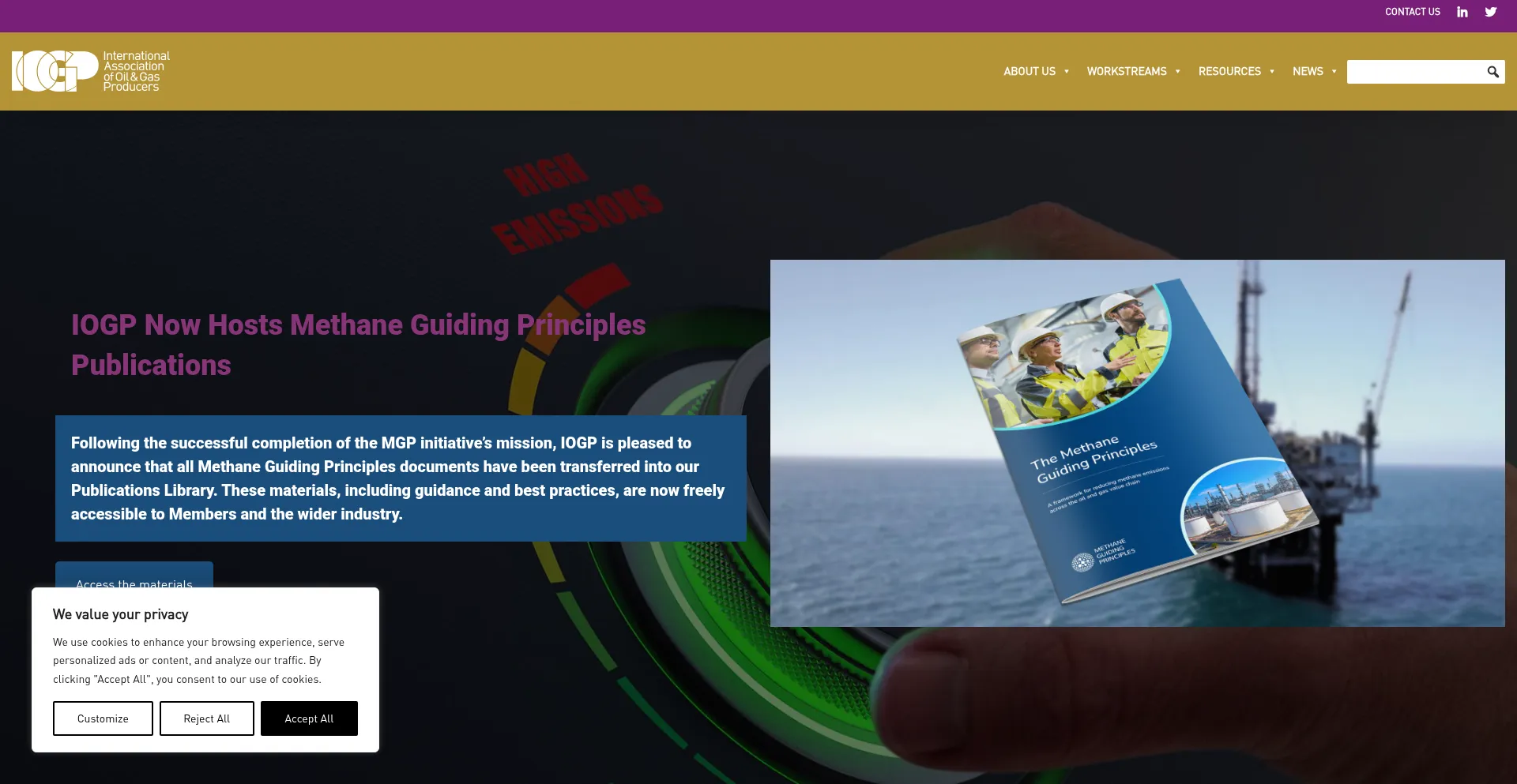 Website screenshot of Iogp.org