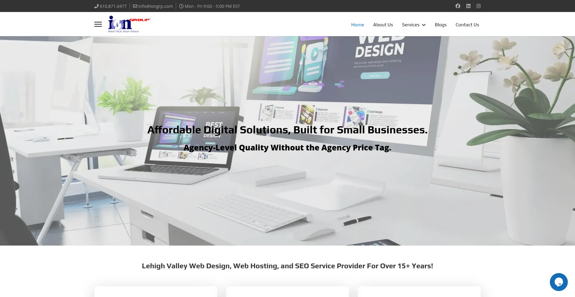 Website screenshot of Iongrp.com