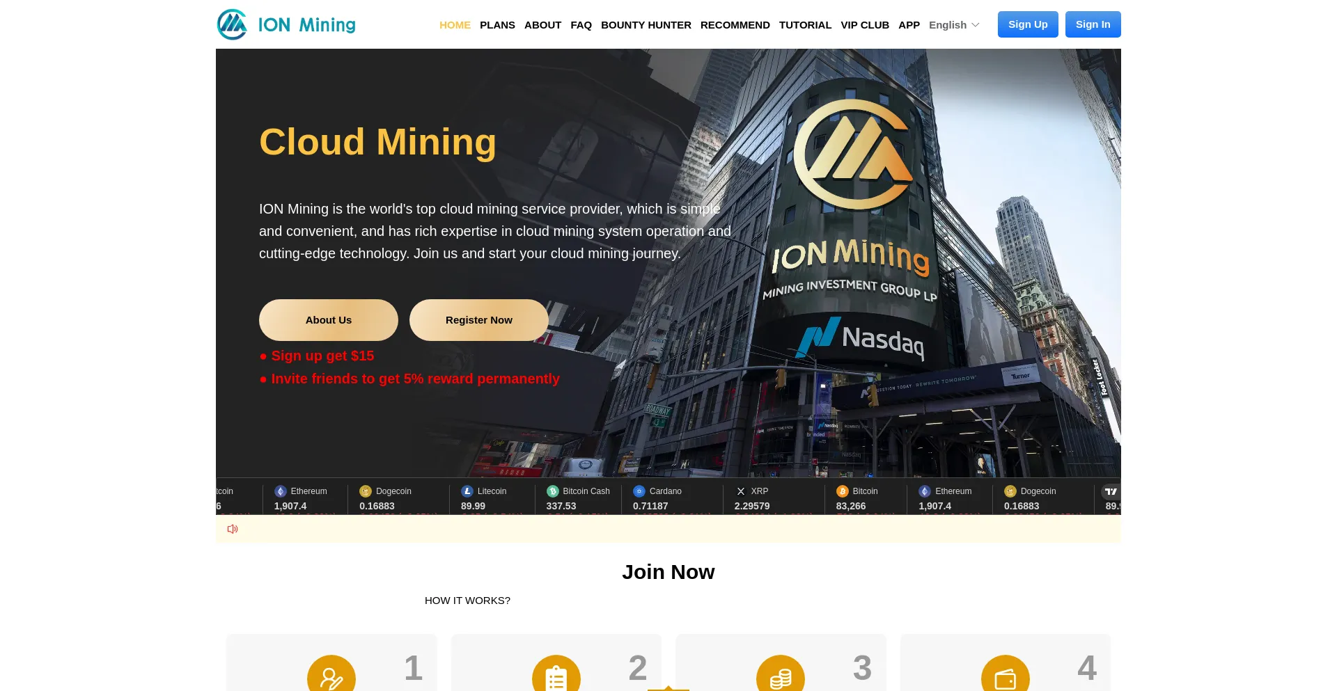 Website screenshot of Ionmining.vip