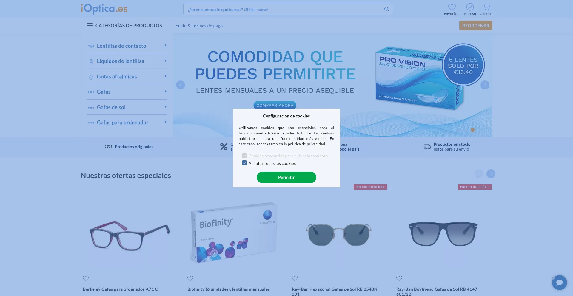 Website screenshot of Ioptica.es