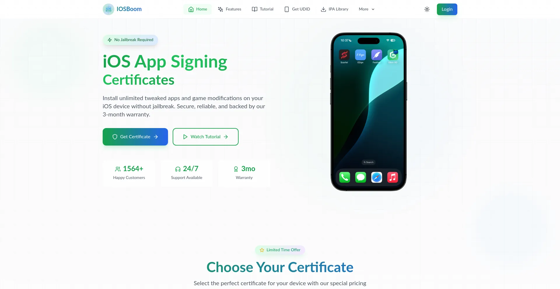 Website screenshot of Iosboom.com