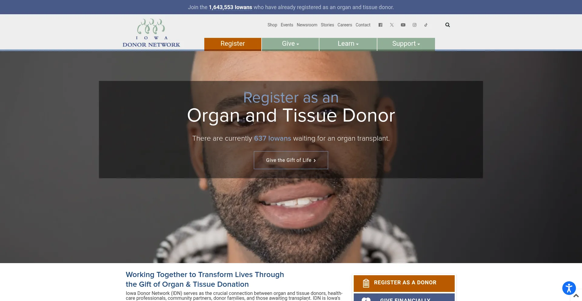 Iowadonornetwork.org Screenshot