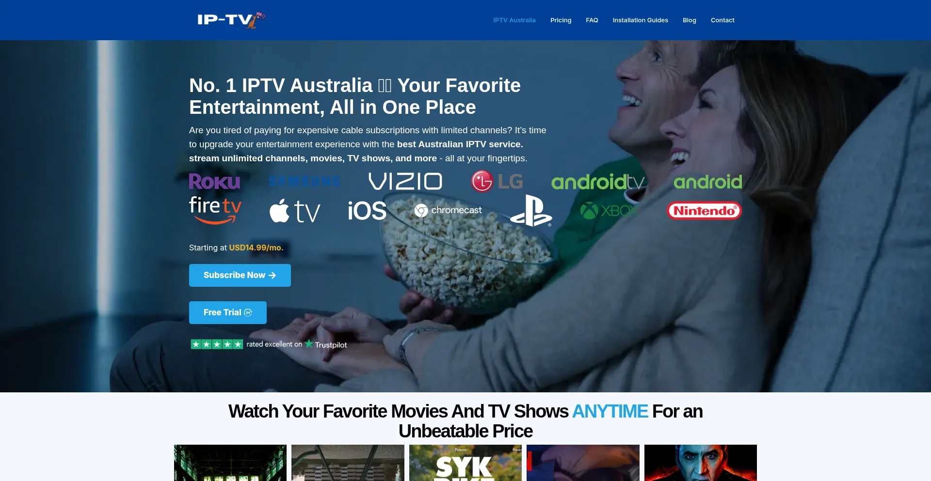 Website screenshot of Ip-tv.au