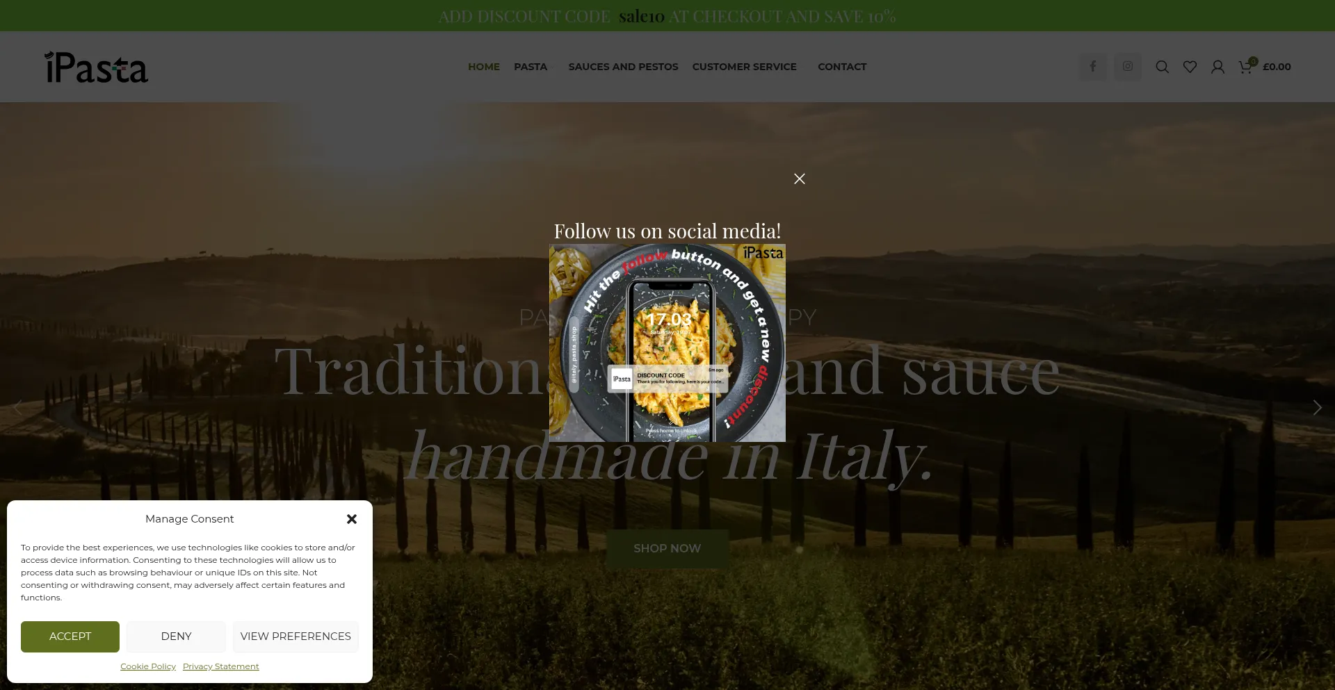 Website screenshot of Ipasta.shop