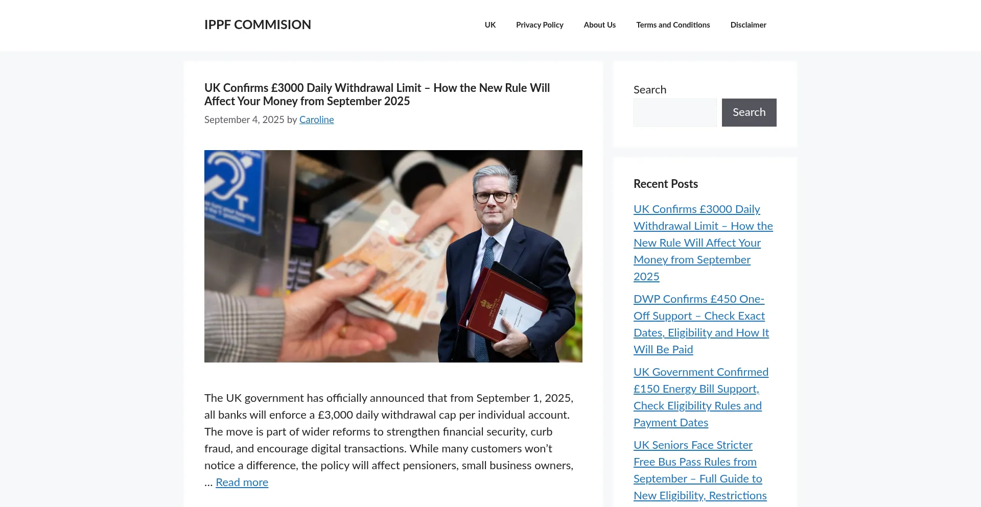 Website screenshot of Ippfcommission.org