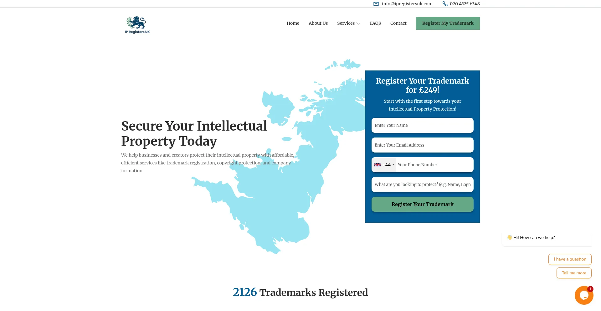 Website screenshot of Ipregistersuk.com