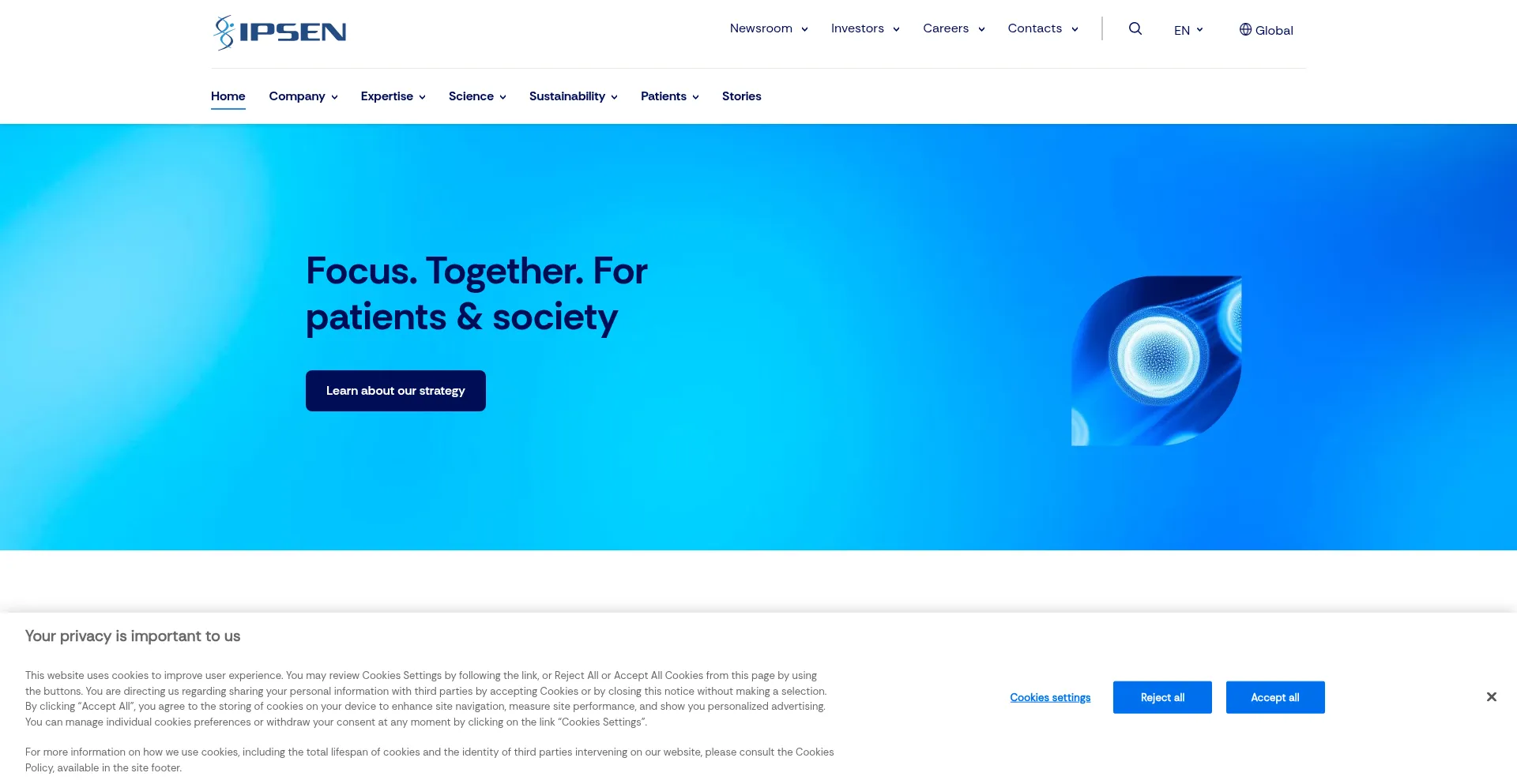 Website screenshot of Ipsen.com