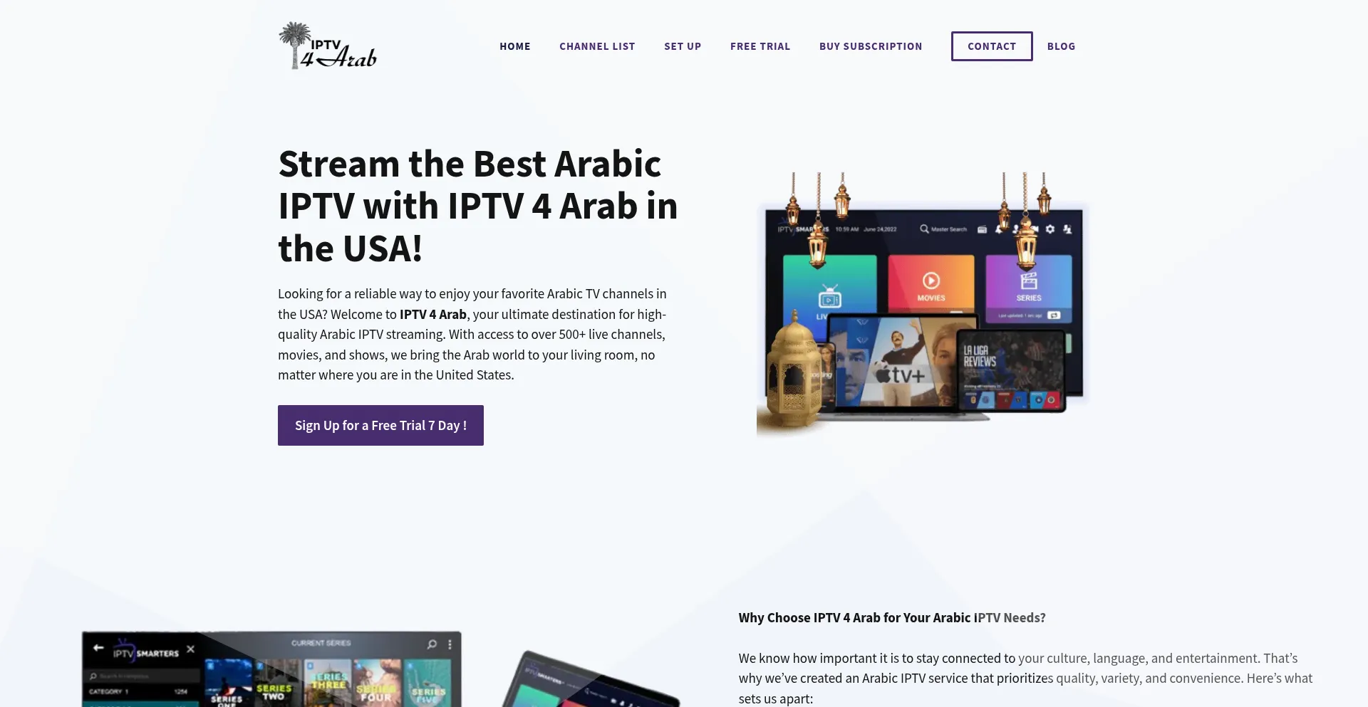 Website screenshot of Iptv4arab.com