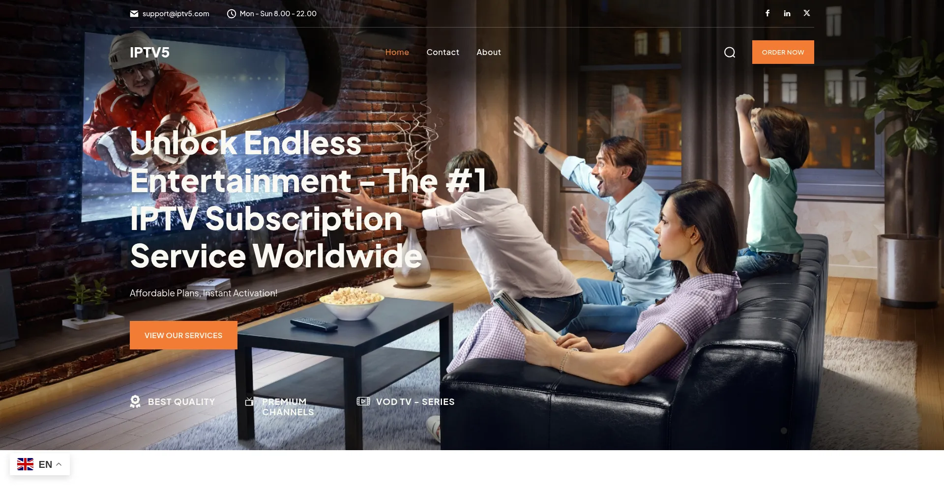 Website screenshot of Iptv5.com