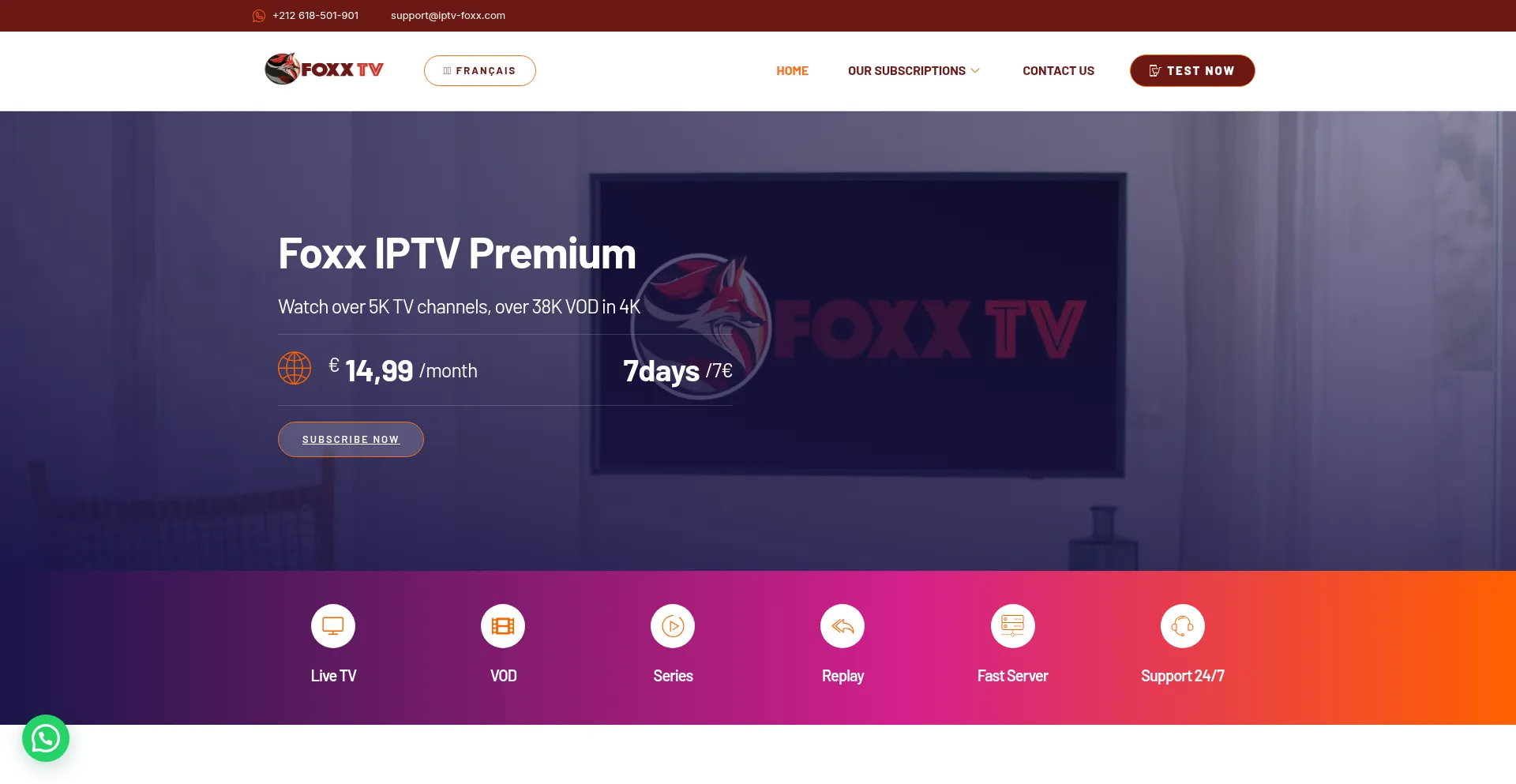 Website screenshot of Iptv-foxx.com