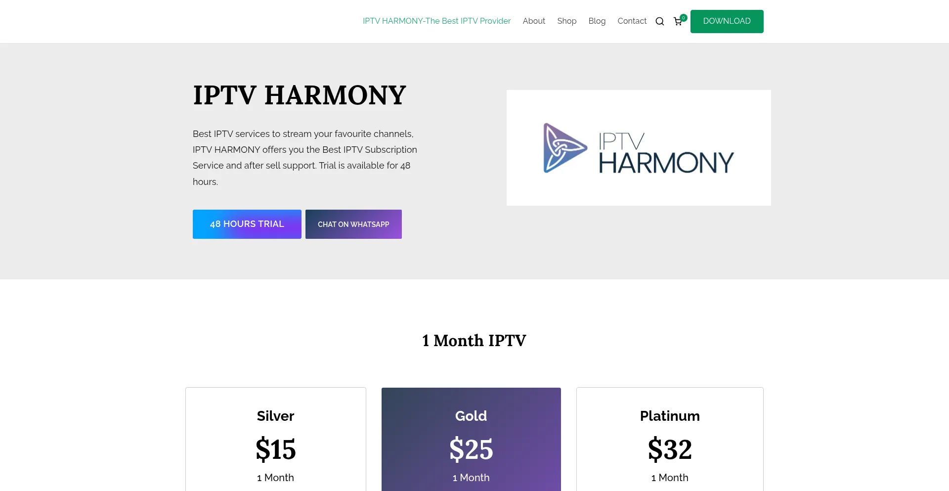 Website screenshot of Iptv-harmony.com