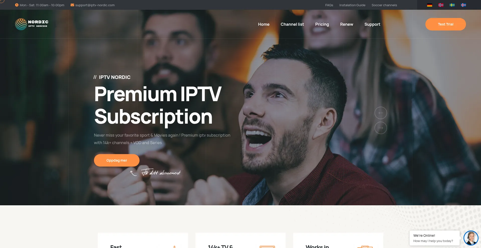 Website screenshot of Iptv-nordic.com