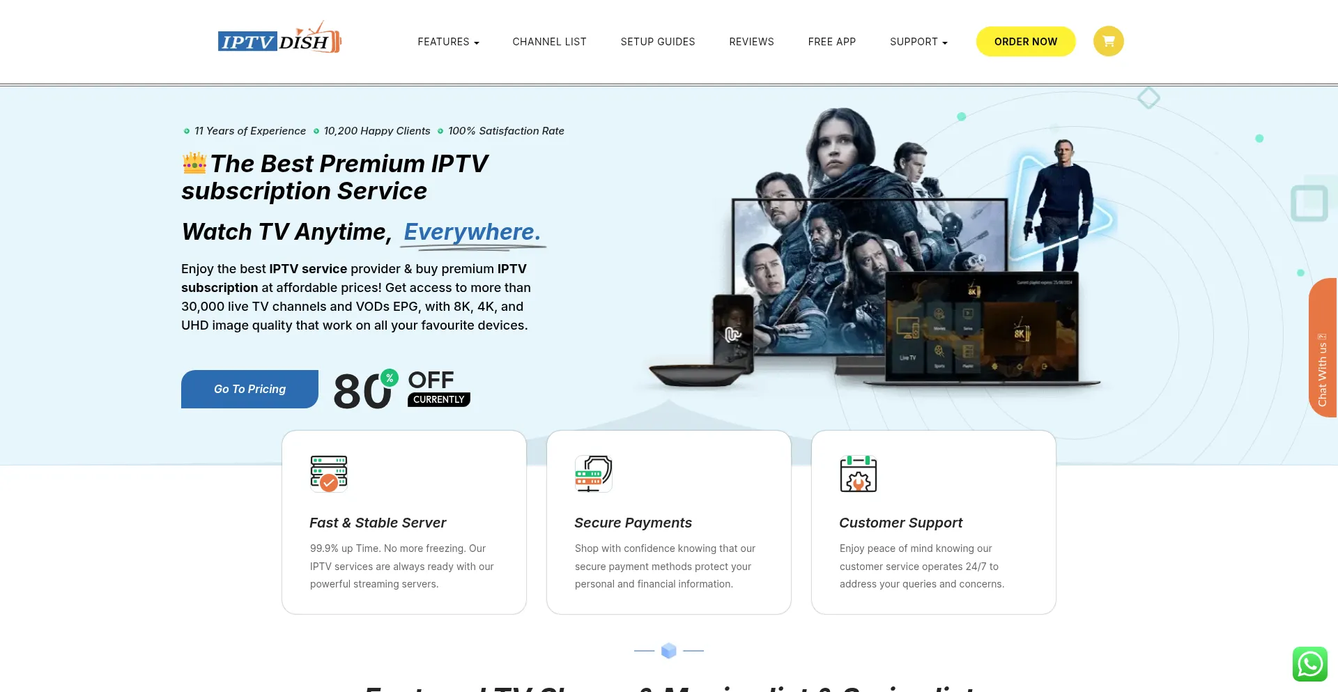 Website screenshot of Iptvdish.com