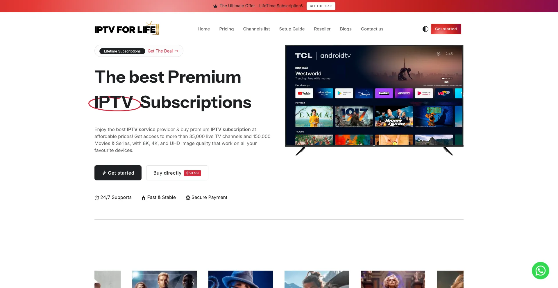 Website screenshot of Iptvforlifetime.com
