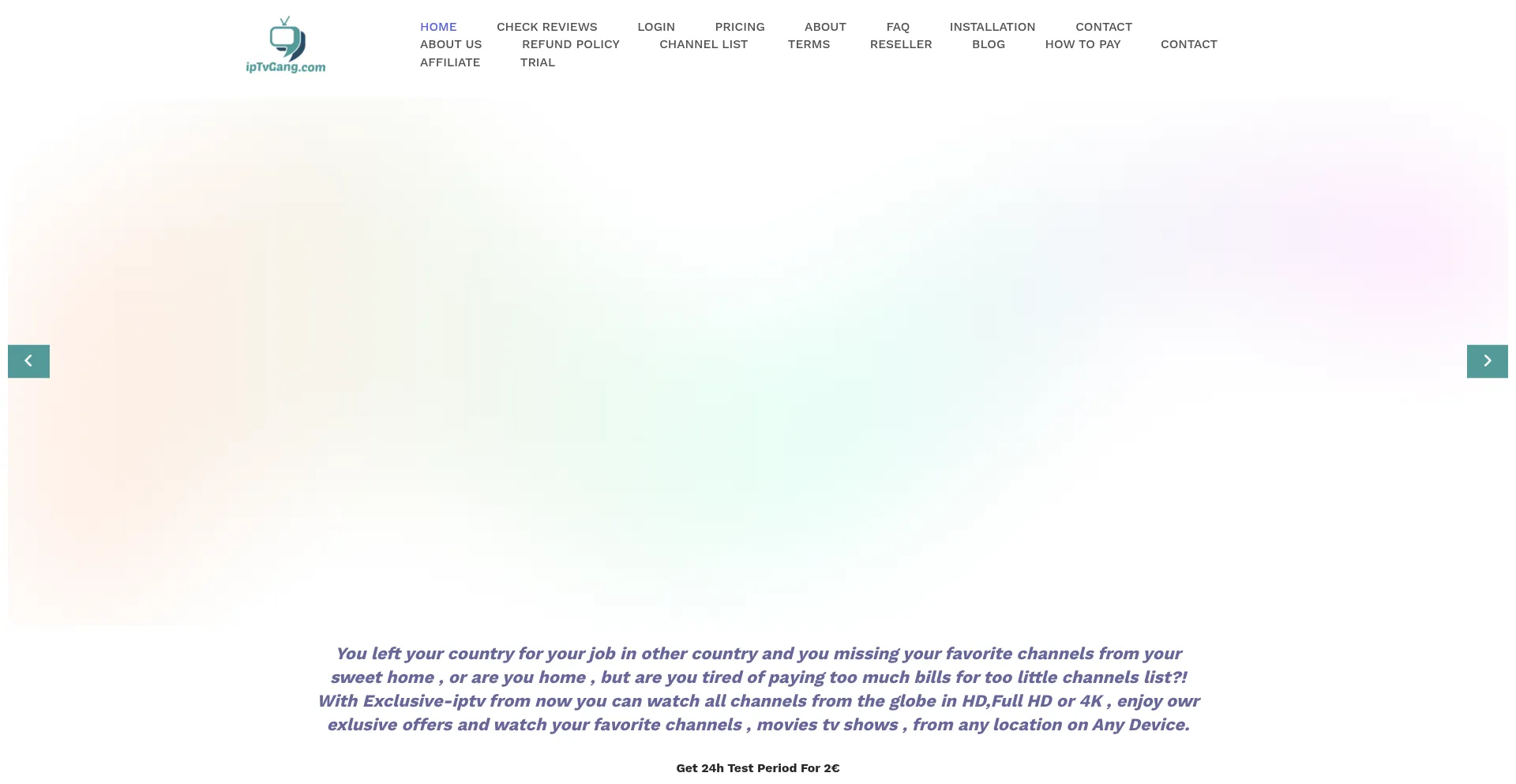 Website screenshot of Iptvgang.me
