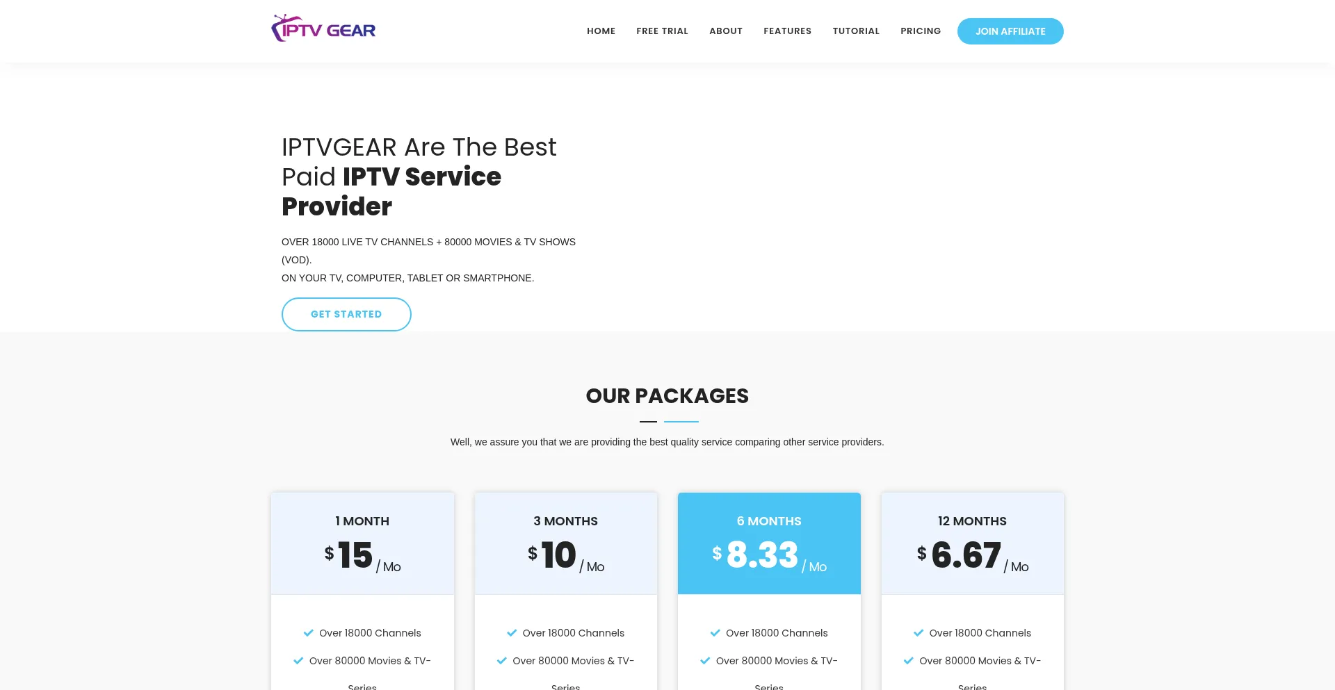 Website screenshot of Iptvgear.site
