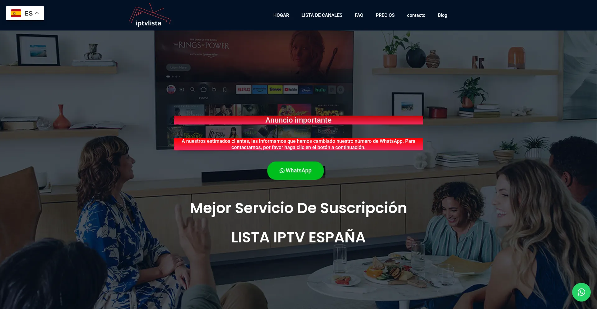 Website screenshot of Iptvlista.es