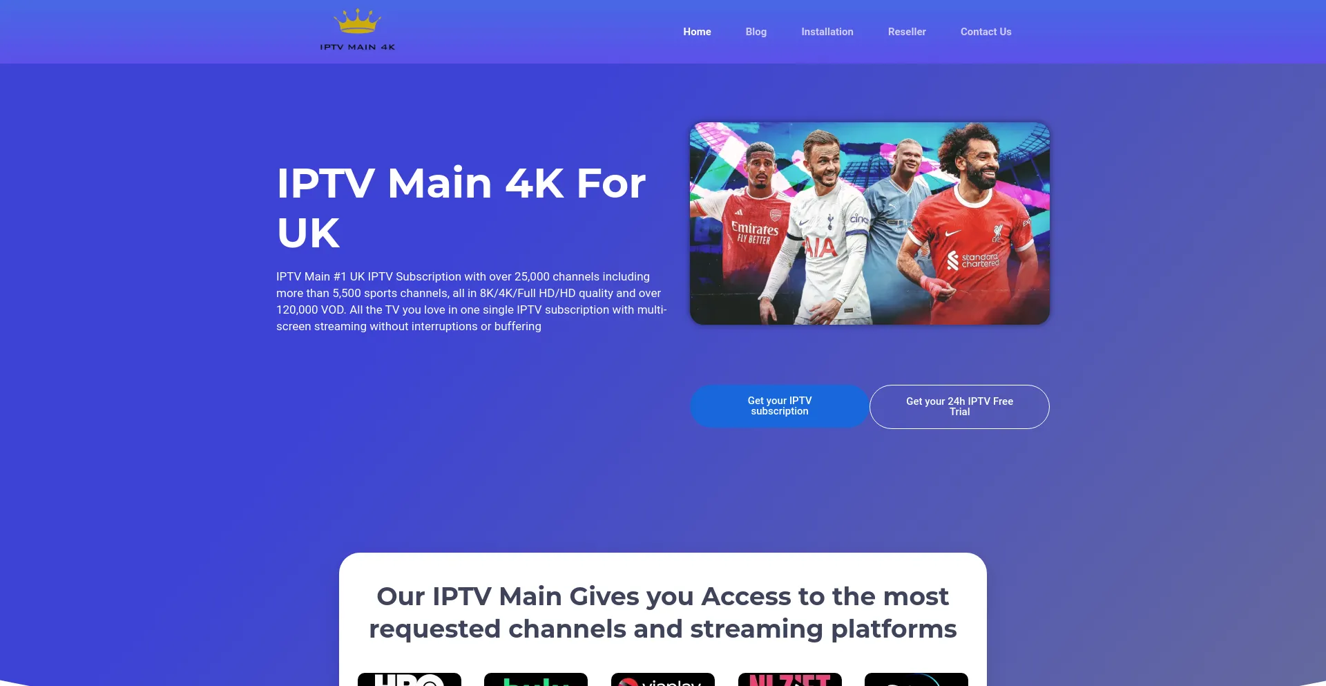 Website screenshot of Iptvmain4k.uk
