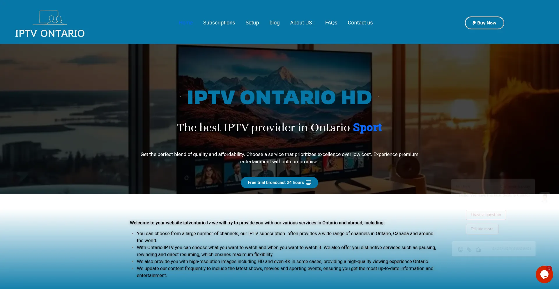 Website screenshot of Iptvontario.tv