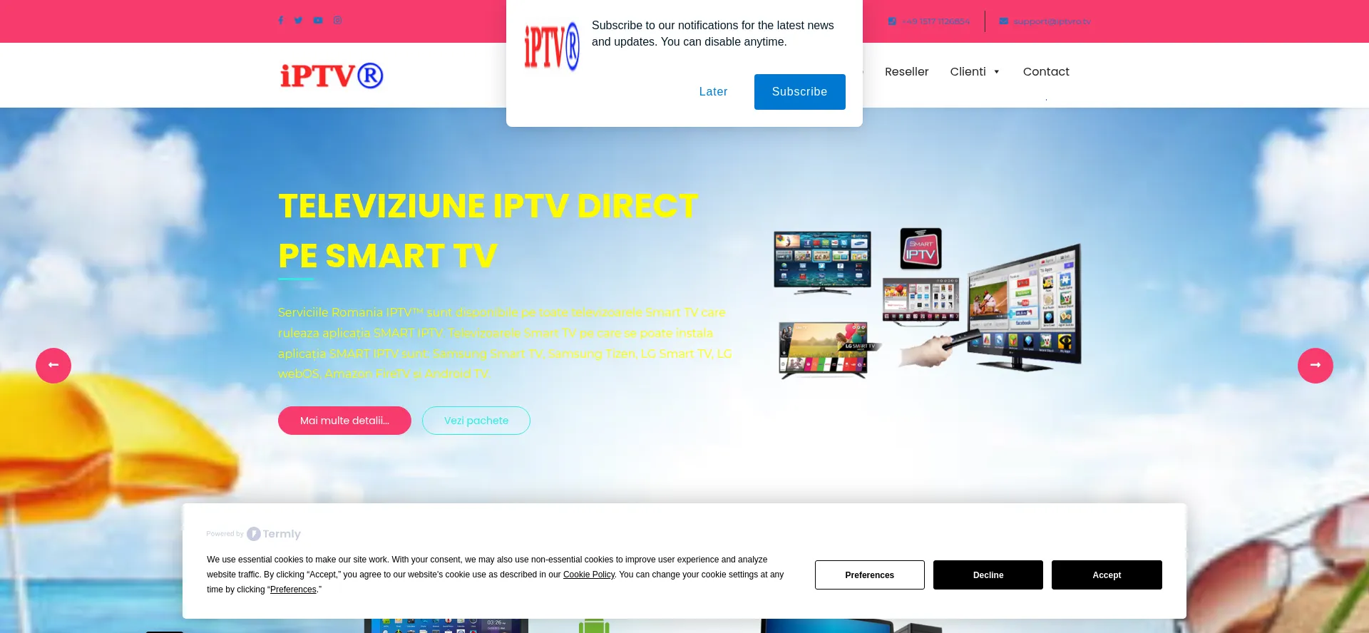 Website screenshot of Iptvro.io