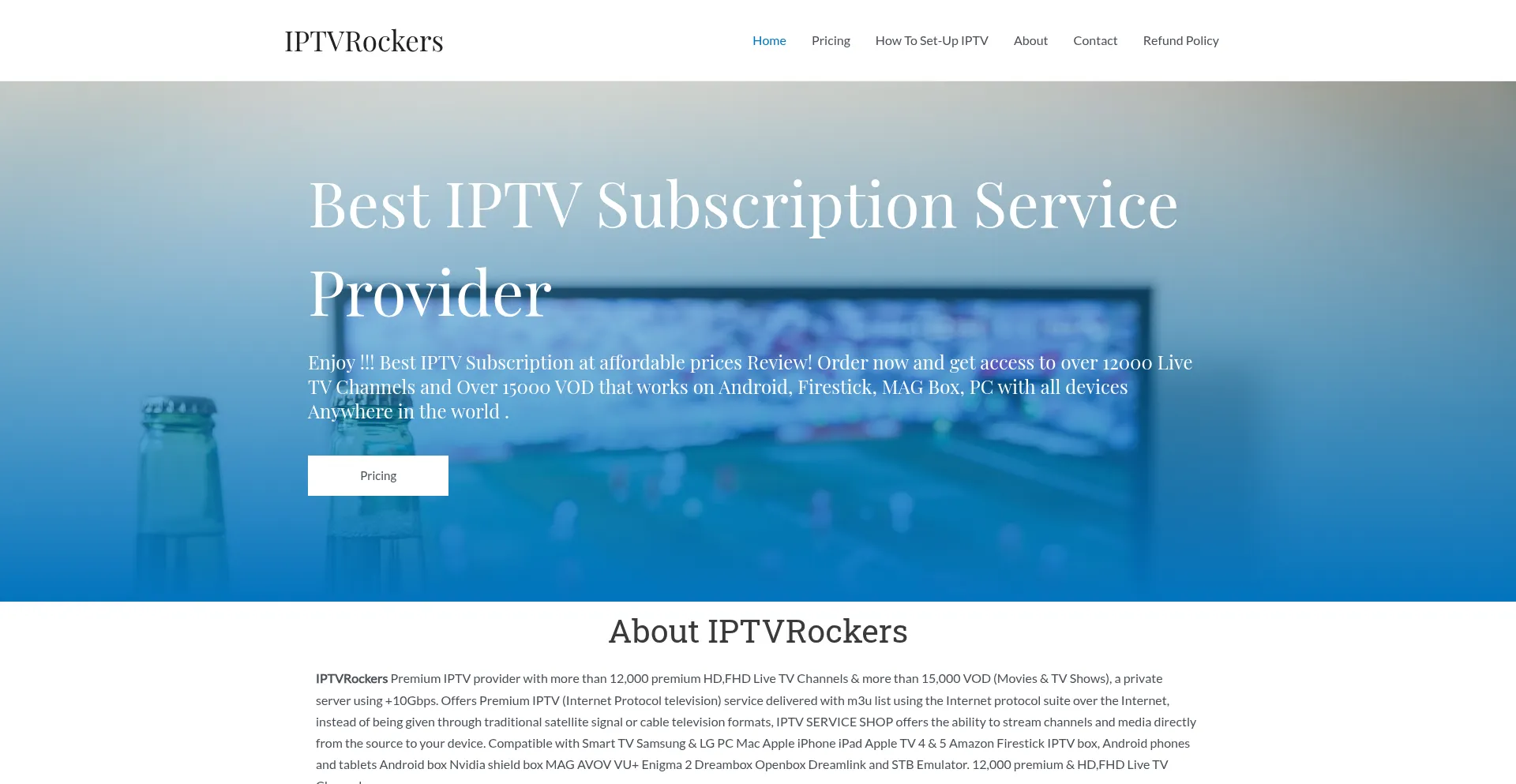Website screenshot of Iptvrockers.com