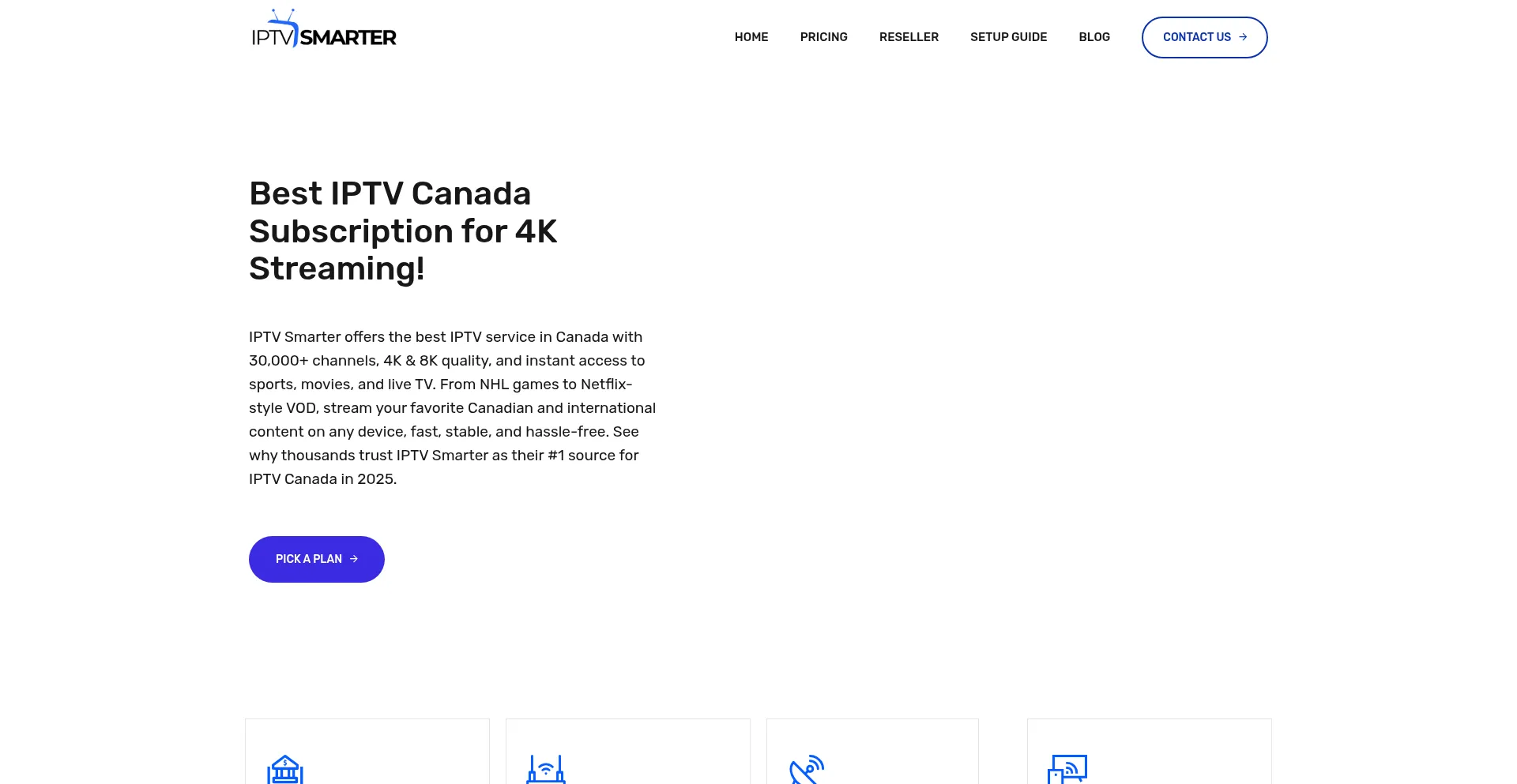 Website screenshot of Iptvsmarter.ca