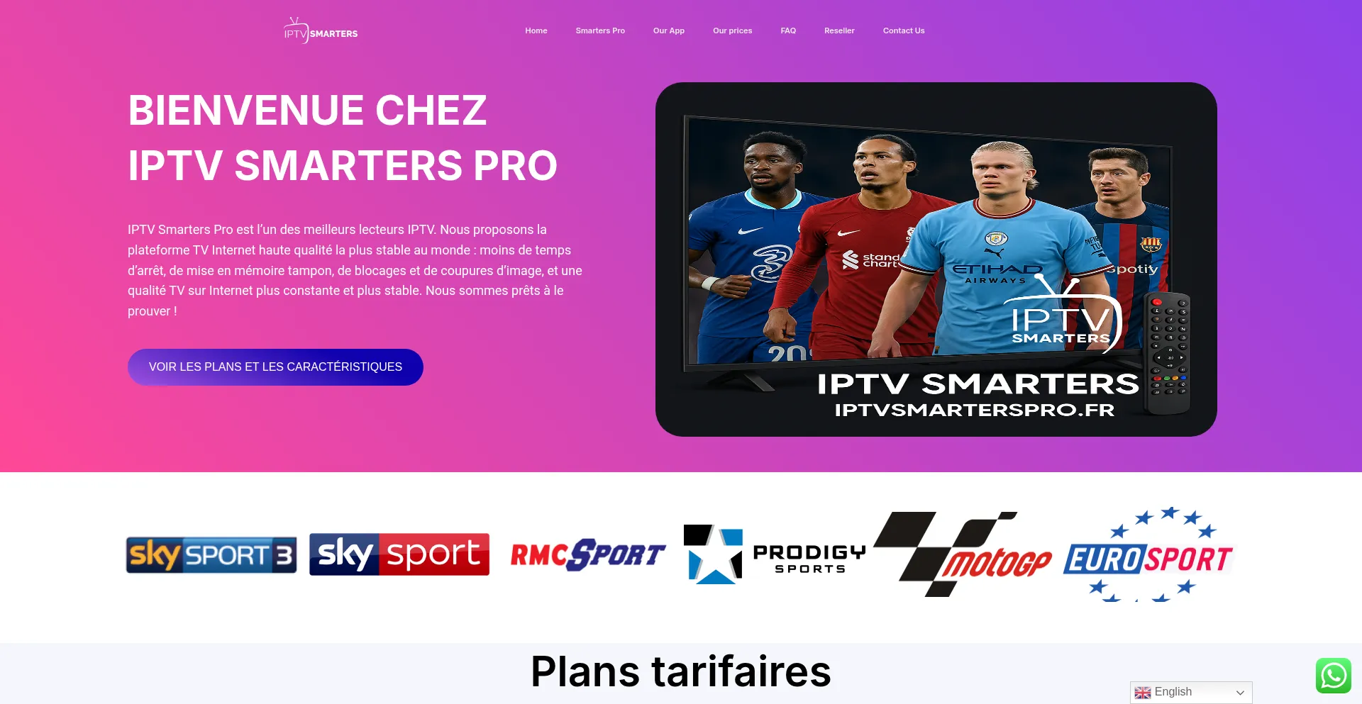 Website screenshot of Iptvsmarterspro.fr