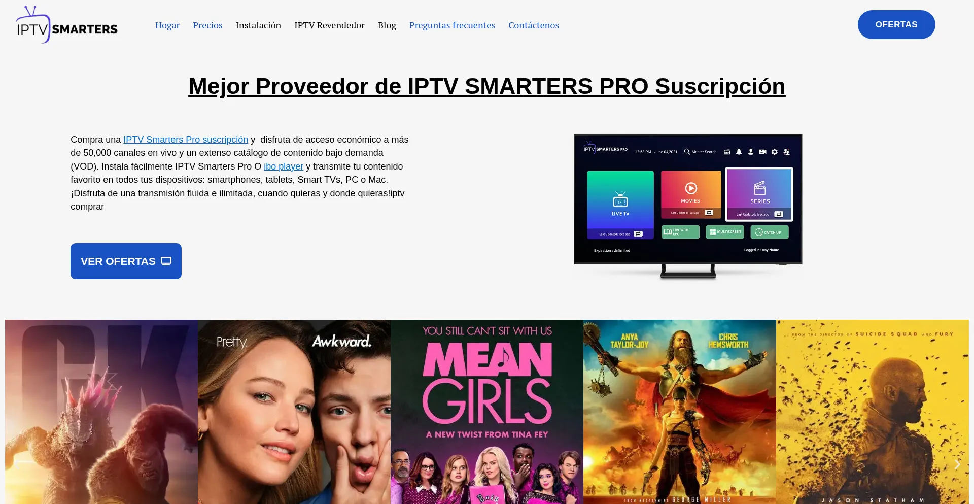 Website screenshot of Iptvsubscriptionpro.es