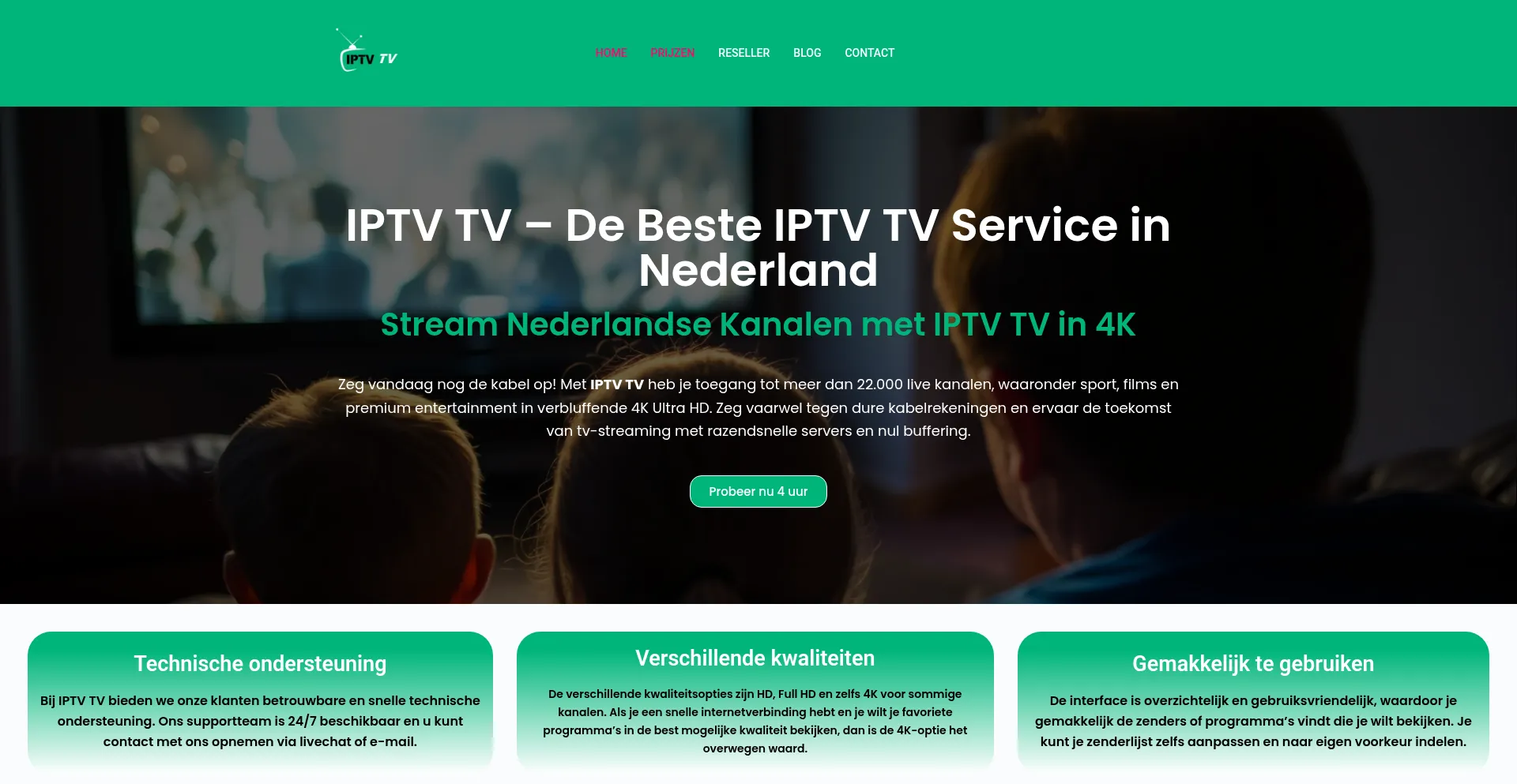 Website screenshot of Iptvtv24.nl