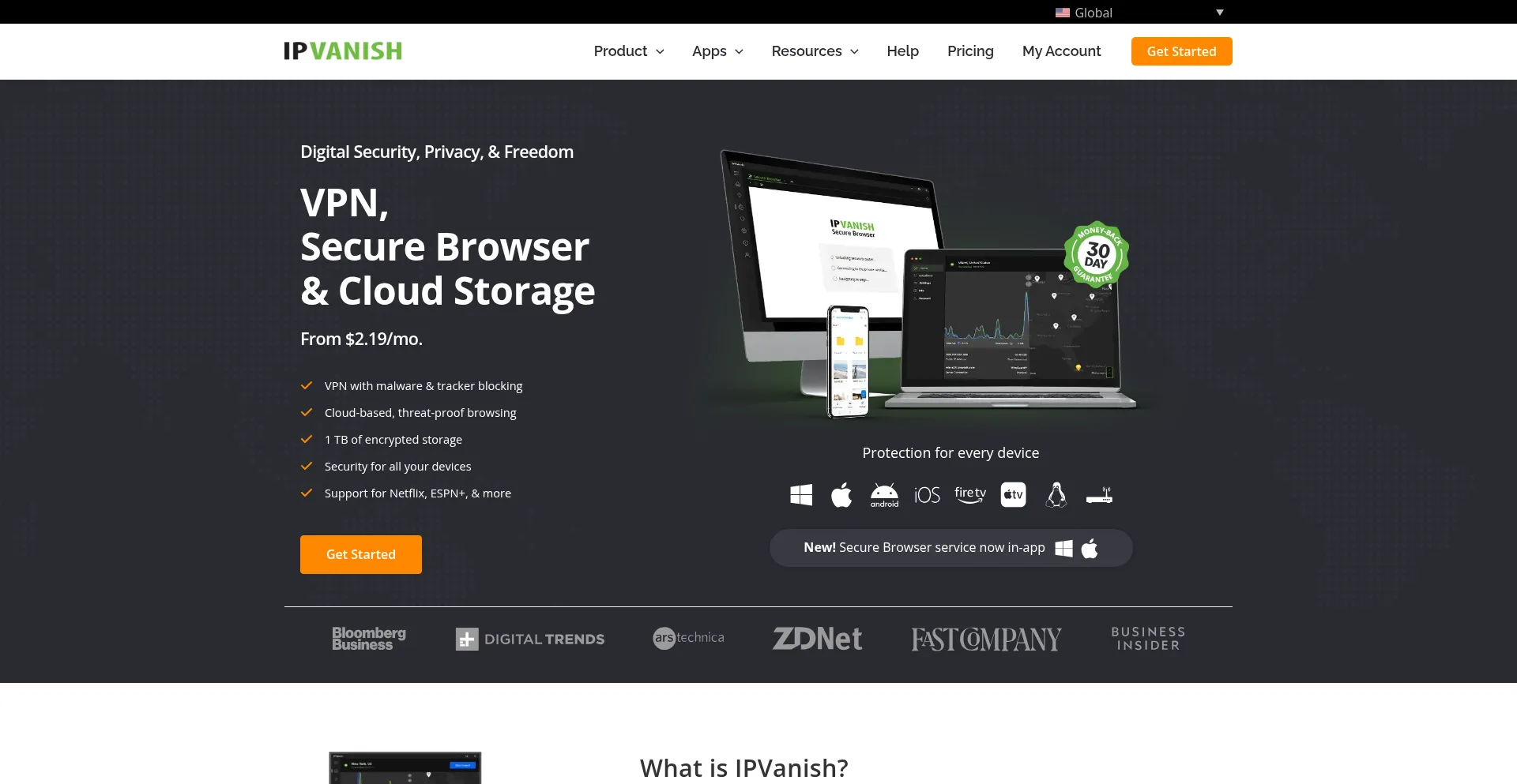 Ipvanish.com Screenshot