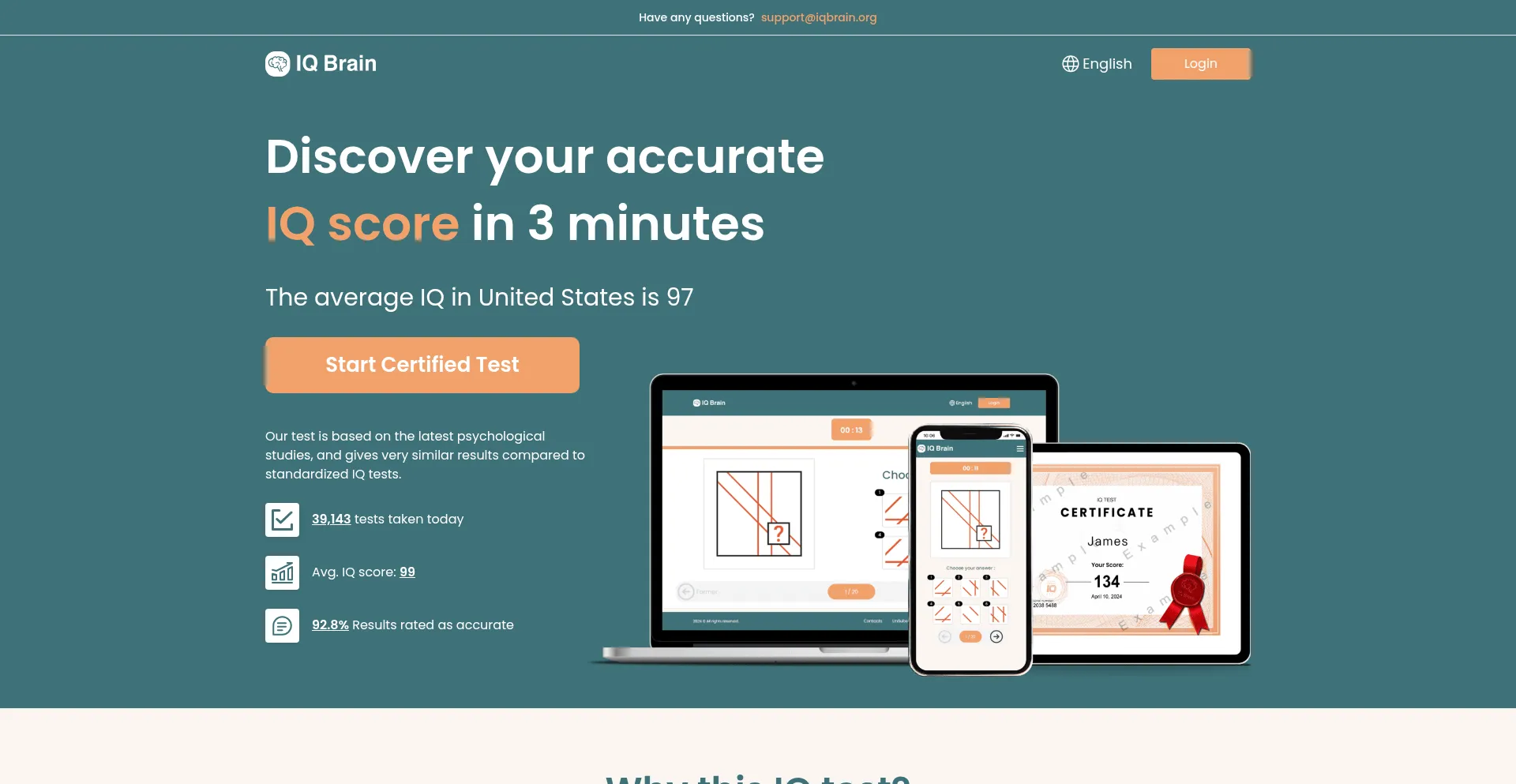 Website screenshot of Iqbrain.org
