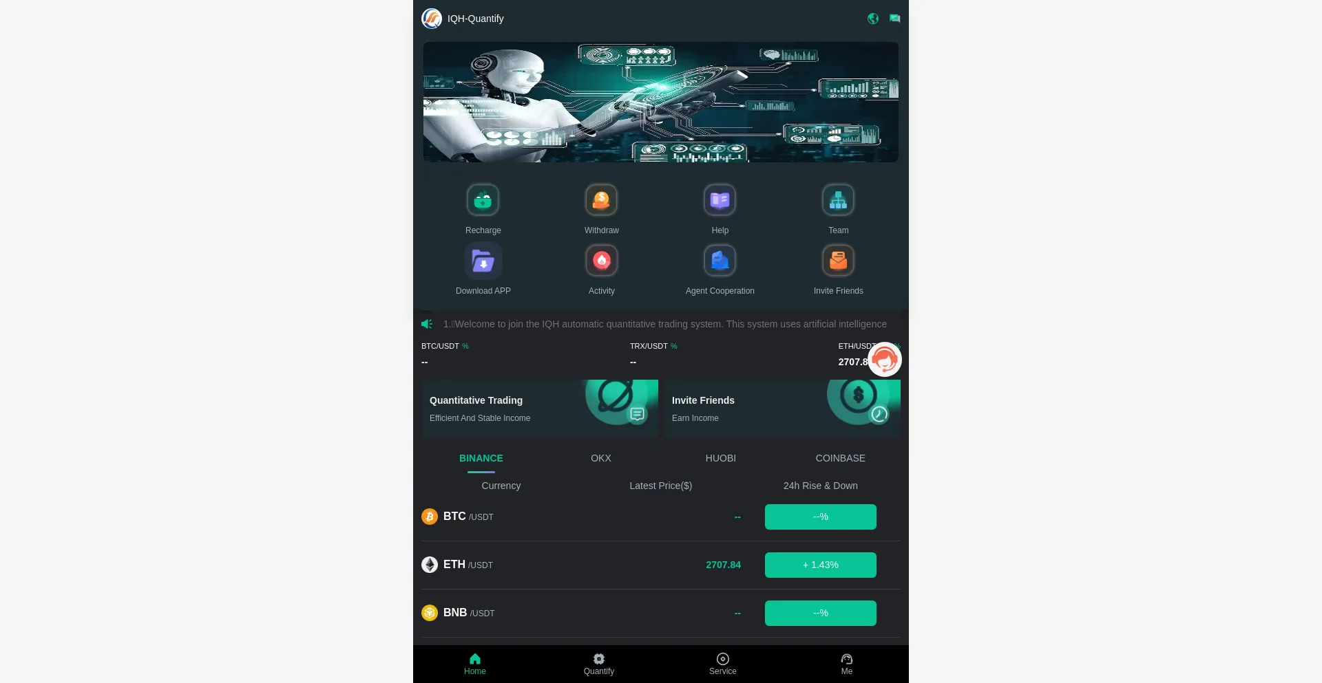 Website screenshot of Iqhquantify.com