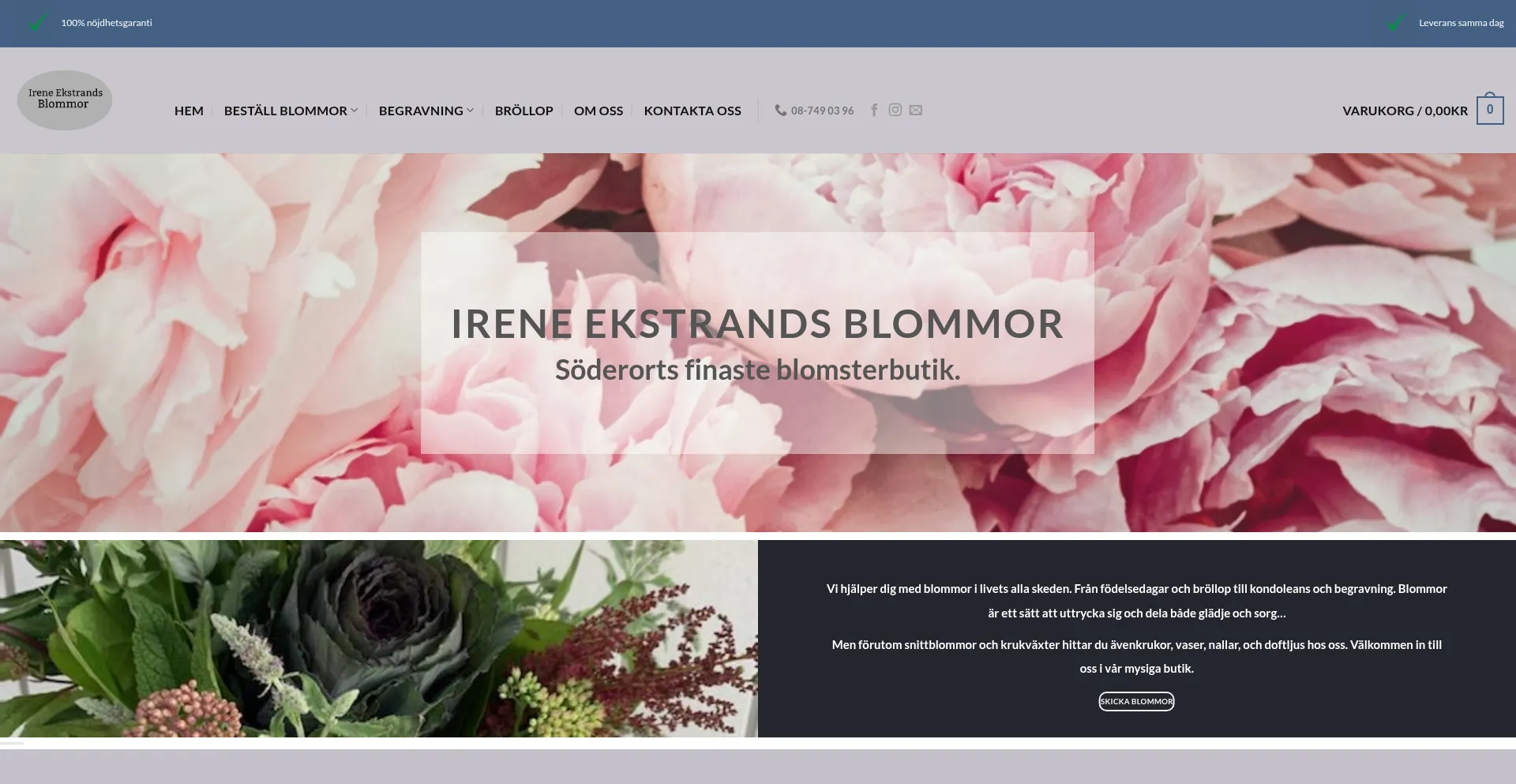 Website screenshot of Ireneekstrandsblommor.se