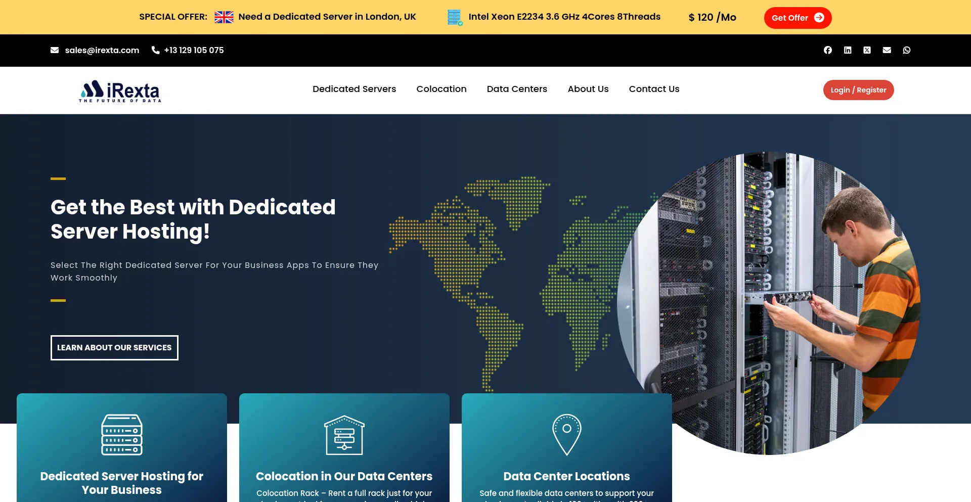 Website screenshot of Irexta.com