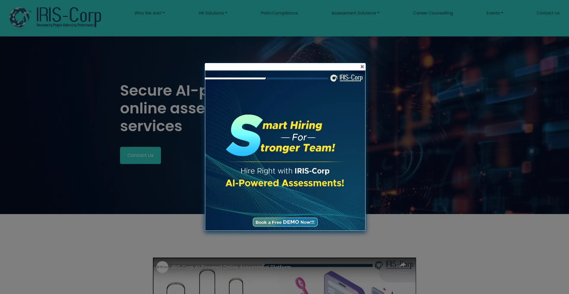Website screenshot of Iris-corp.com