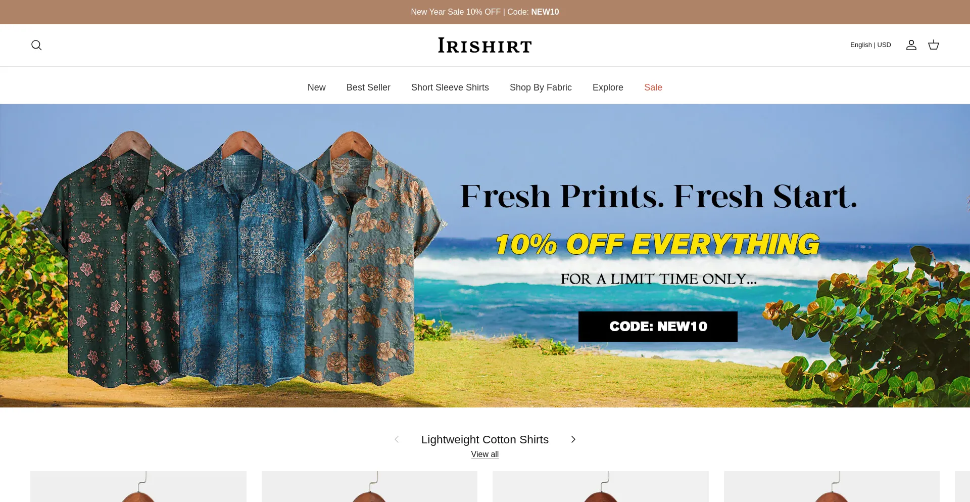 Website screenshot of Irishirt.com