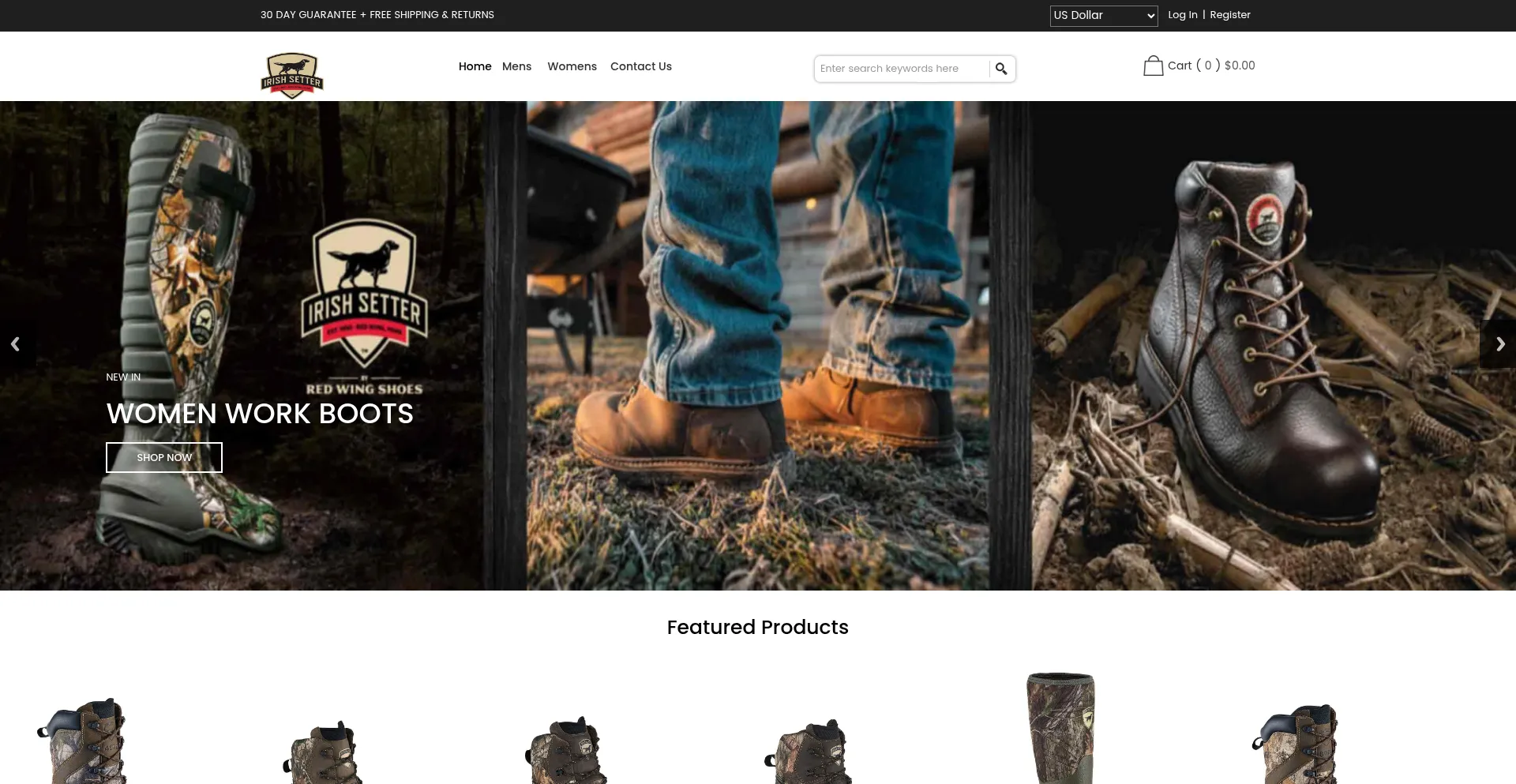 Website screenshot of Irishsetter-boots.com