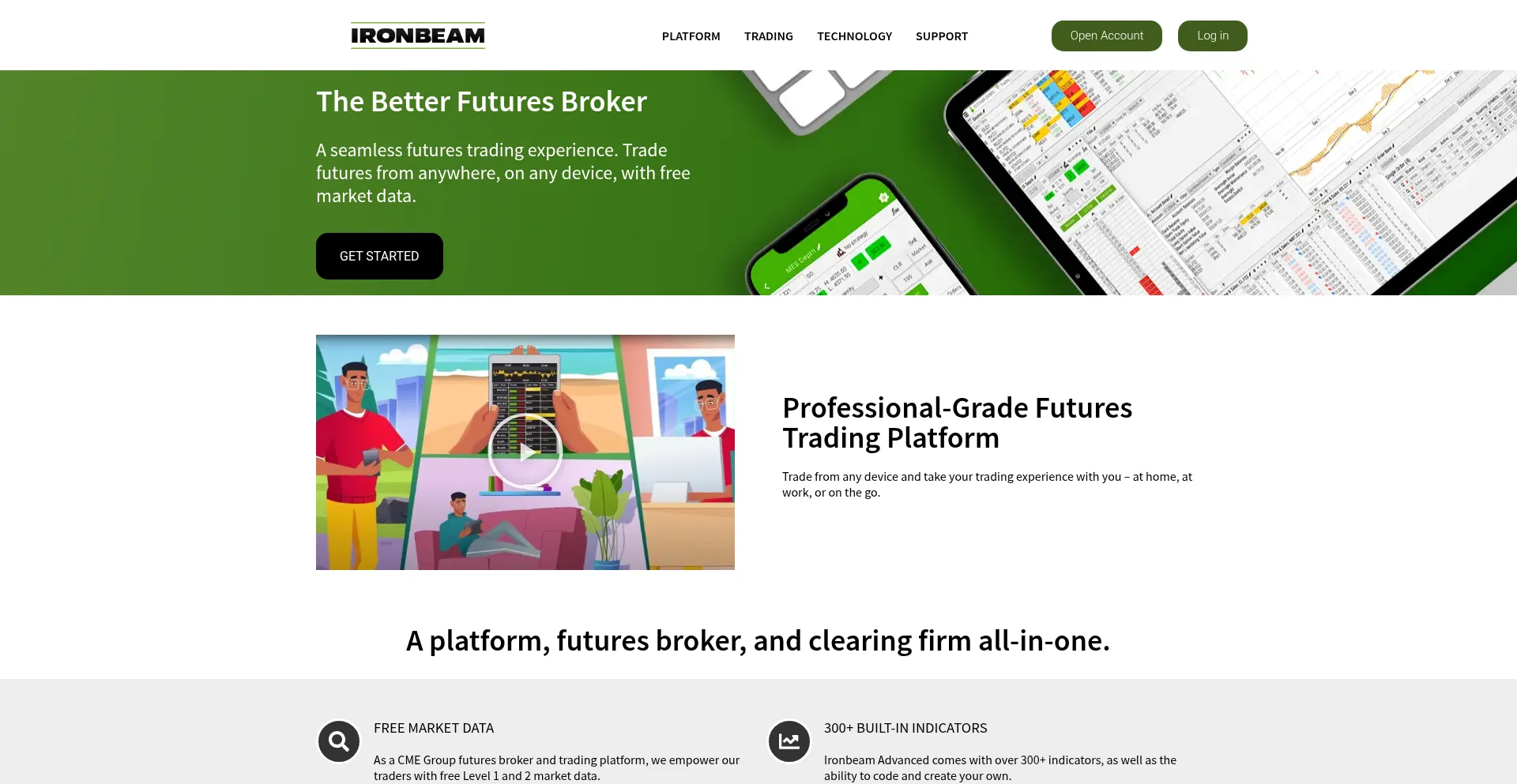 Website screenshot of Ironbeam.com