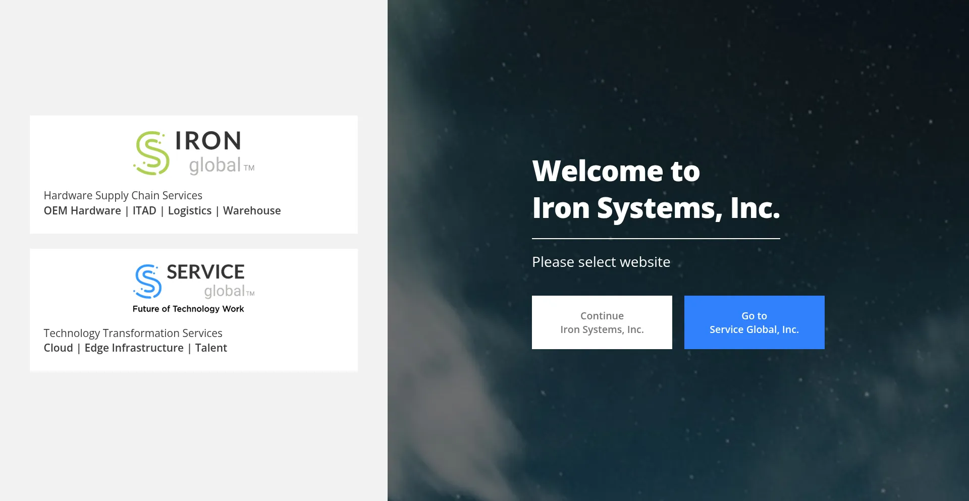 Website screenshot of Ironsystems.com