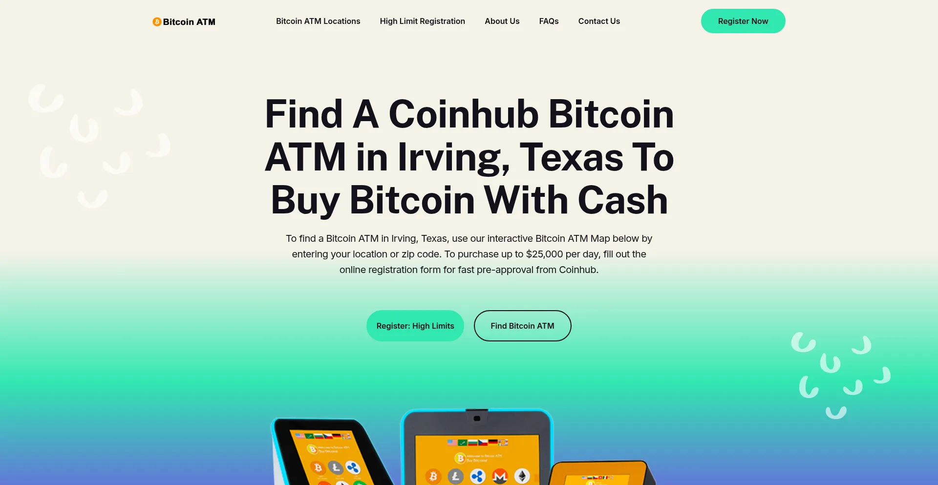 Website screenshot of Irvingbitcoinatm.com