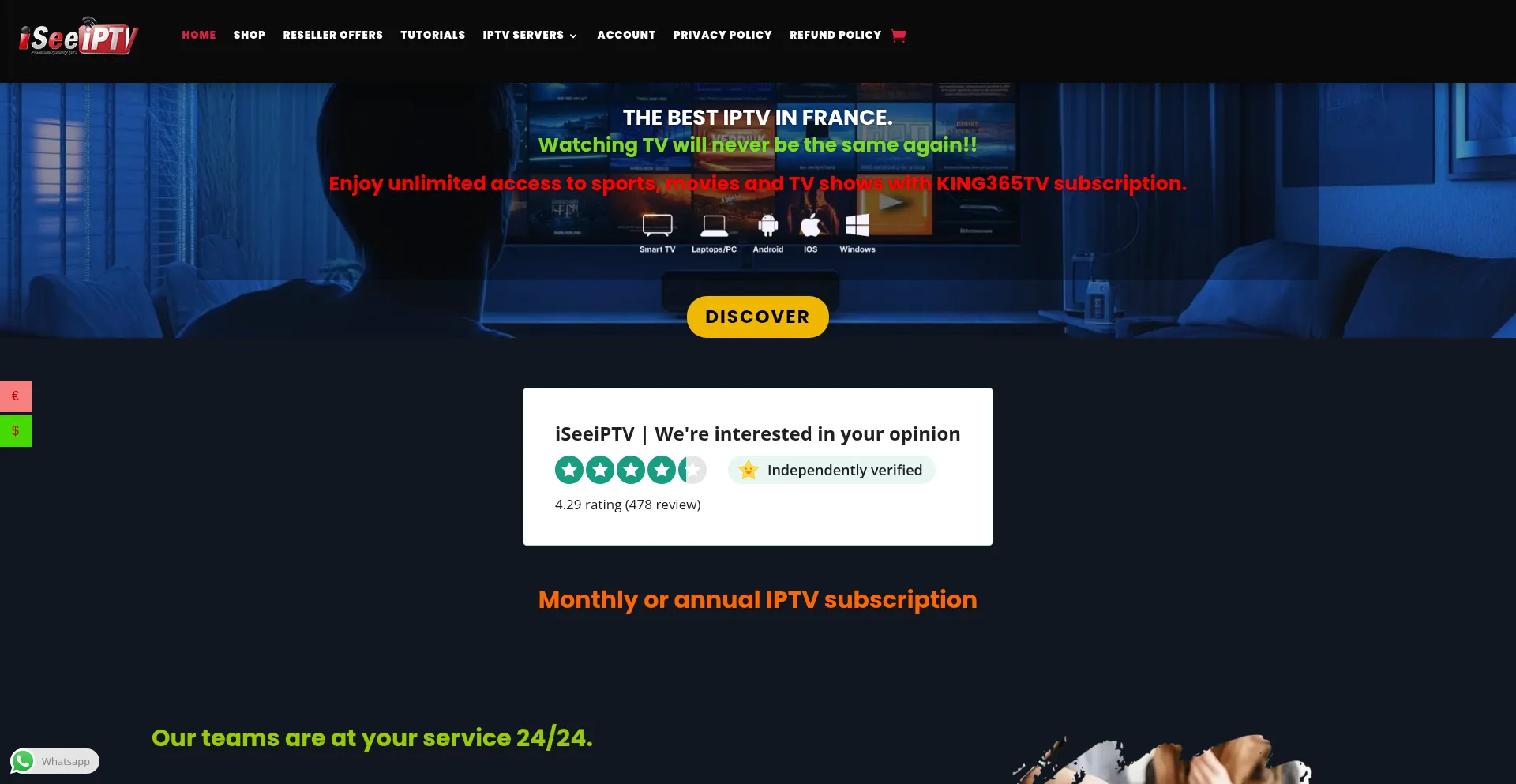 Website screenshot of Iseeiptv.com