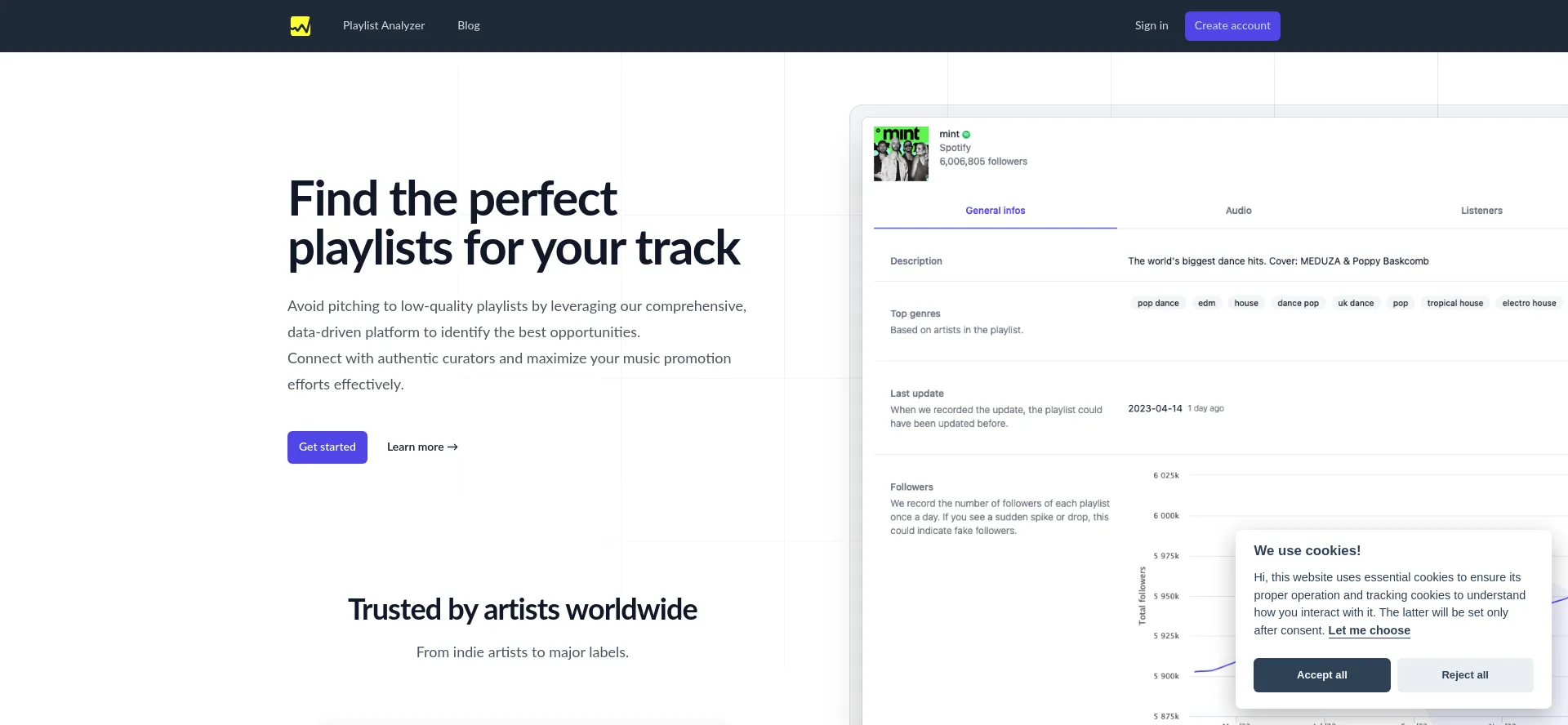 Website screenshot of Isitagoodplaylist.com