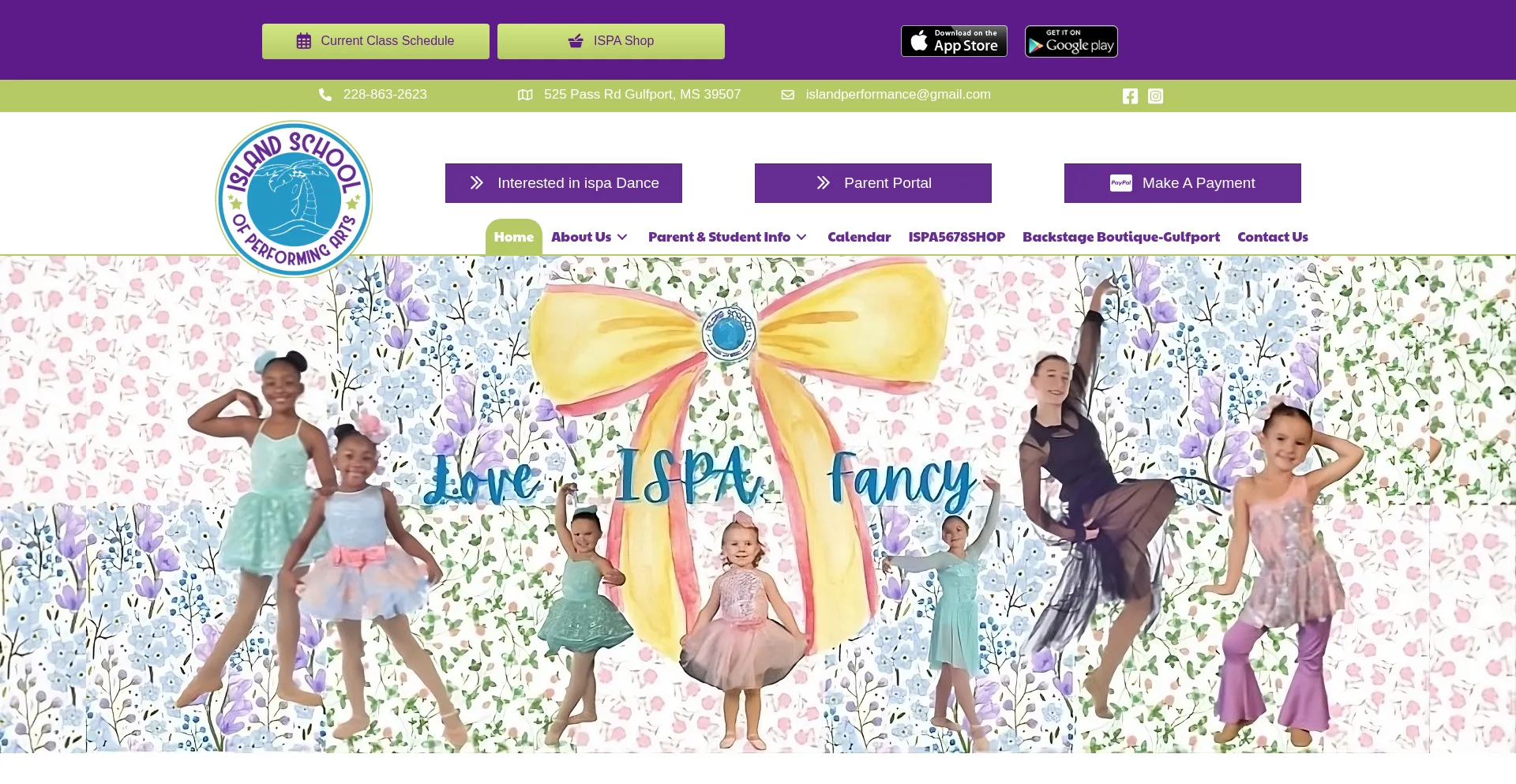 Website screenshot of Islandperformingarts.com