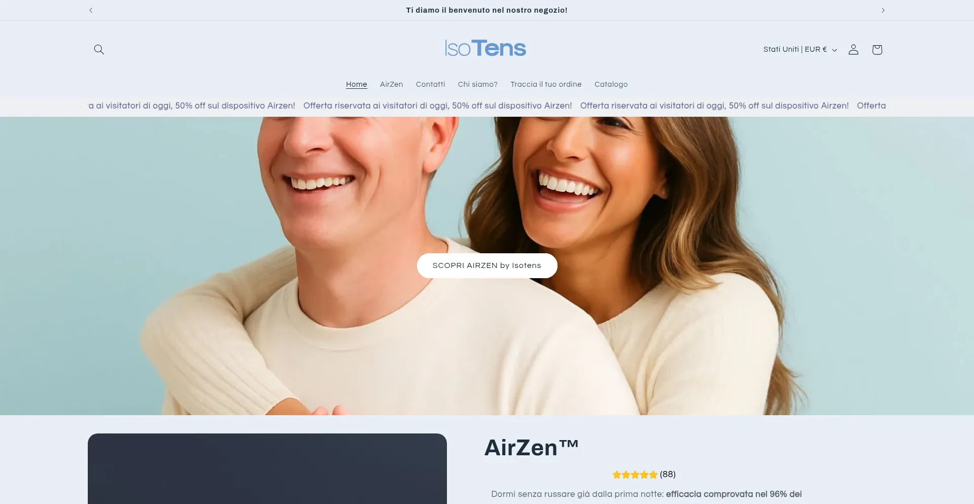 Website screenshot of Isotens.com