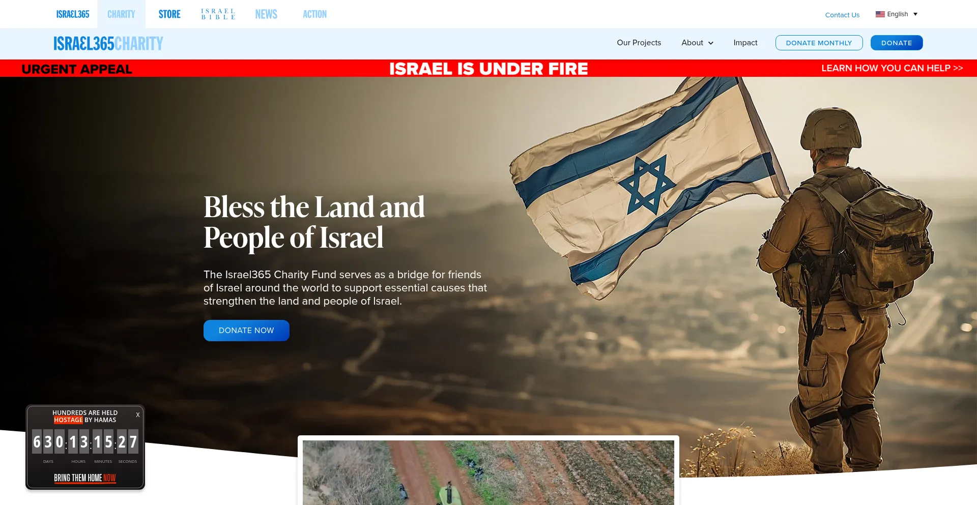 Website screenshot of Israel365charity.com