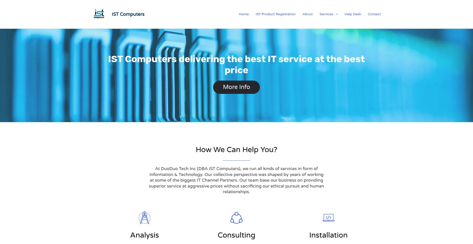 Website screenshot of Istcomputersonline.com