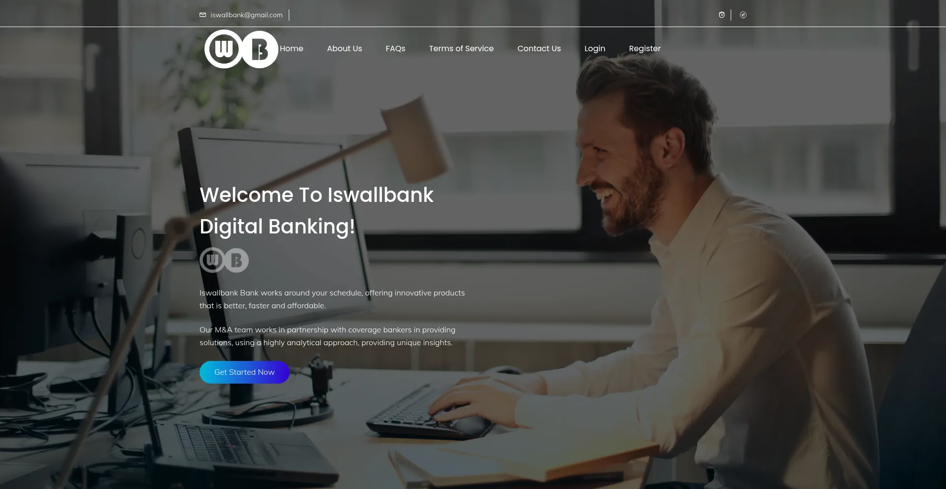 Website screenshot of Iswallbank.web.app