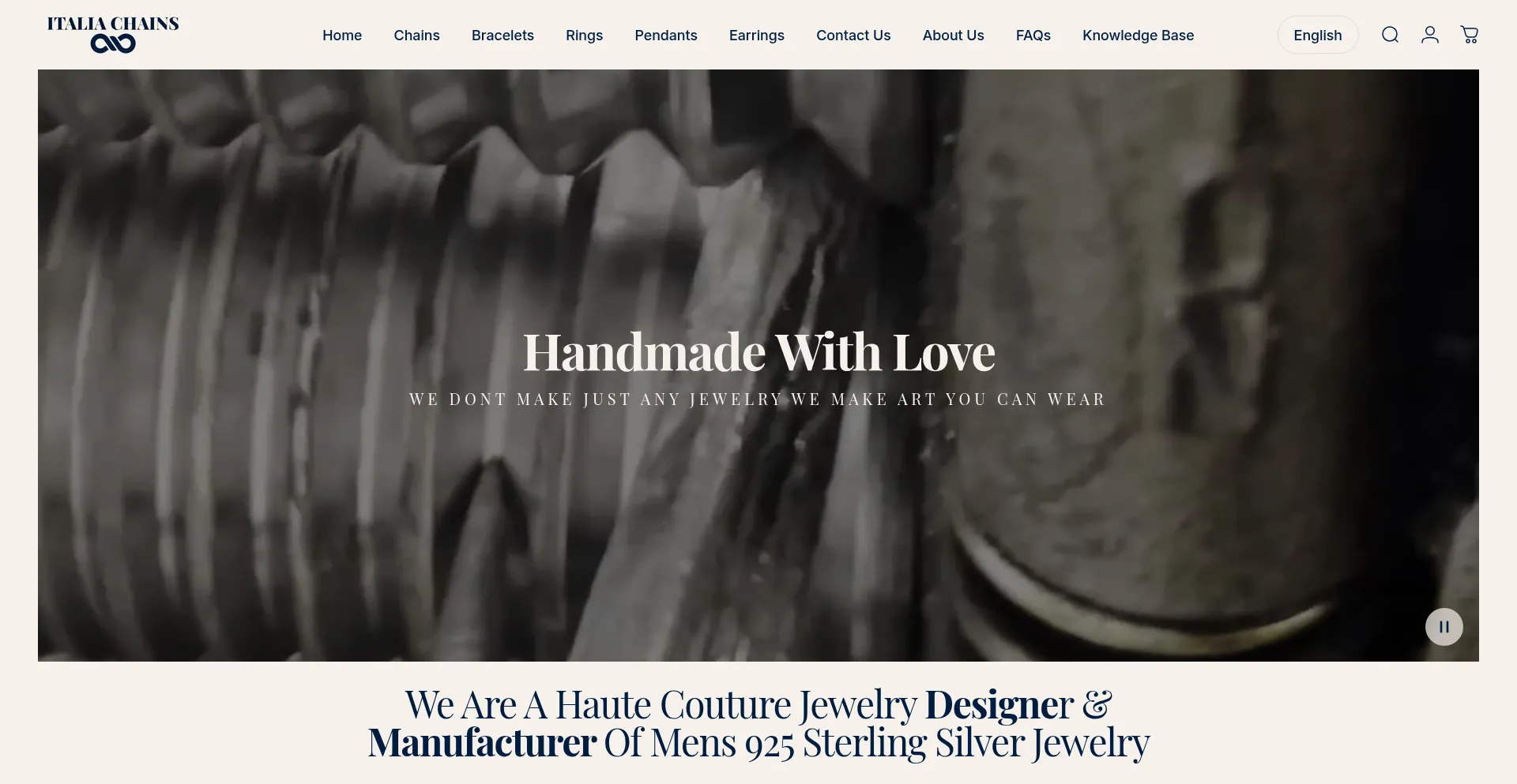 Website screenshot of Italiachains.com