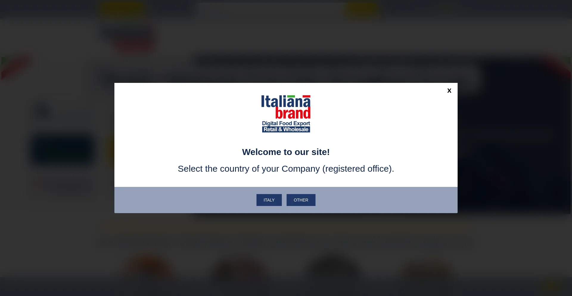 Website screenshot of Italianabrand.com